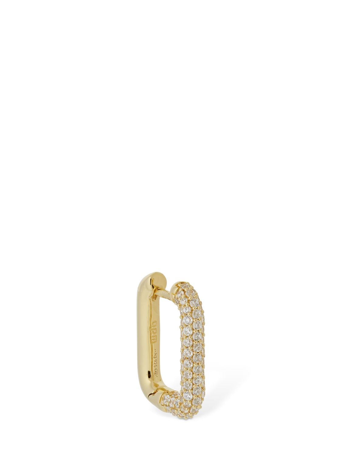Shop Apm Monaco Squared Pavé Mono Earring In Gold,crystal
