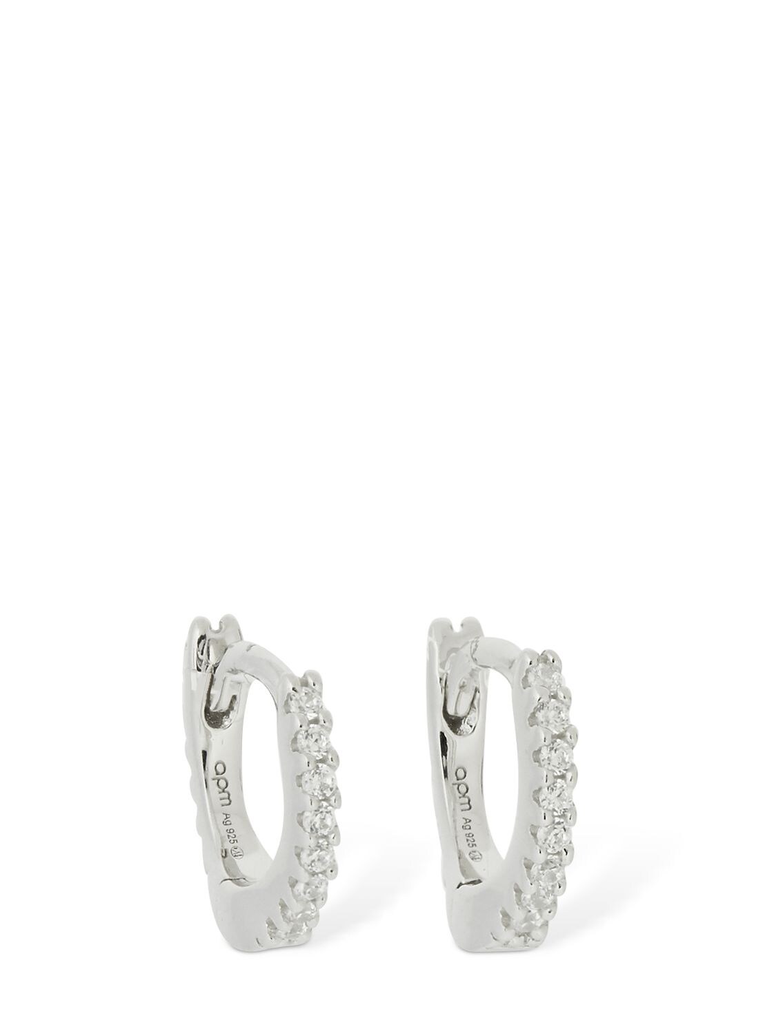 Apm Monaco 6mm Pavé Hoop Earrings In Silver