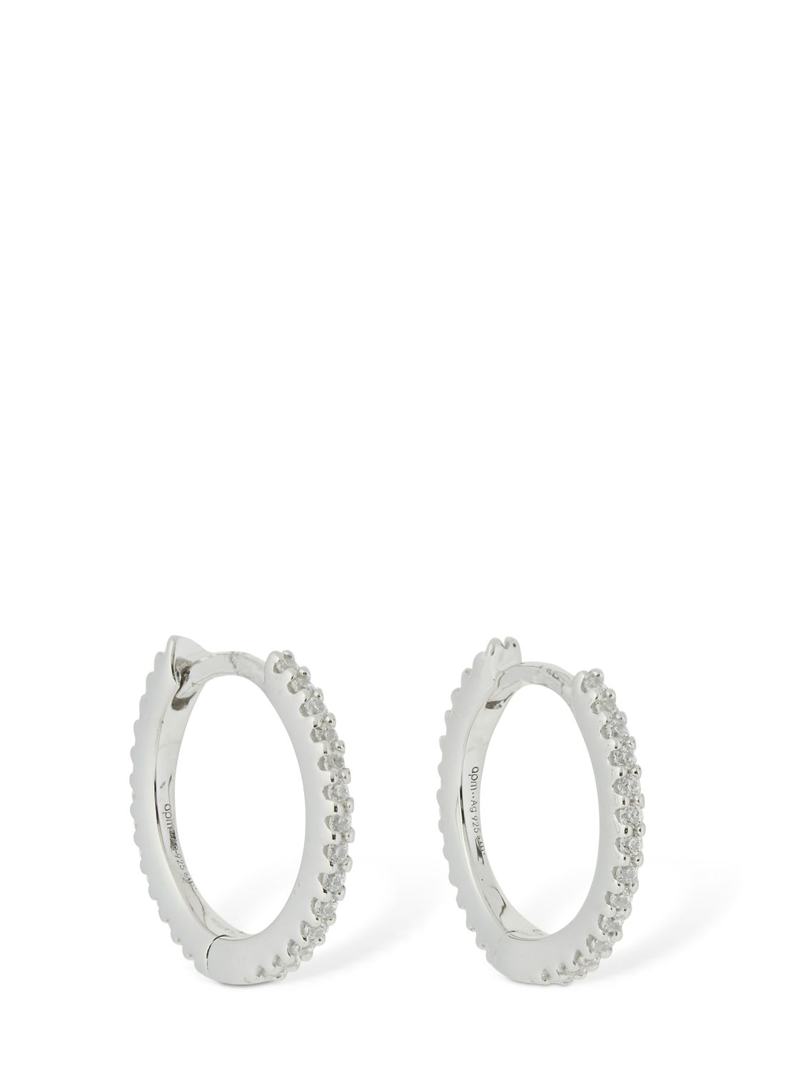 Apm Monaco 10mm Pavé Hoop Earrings In Silver ModeSens