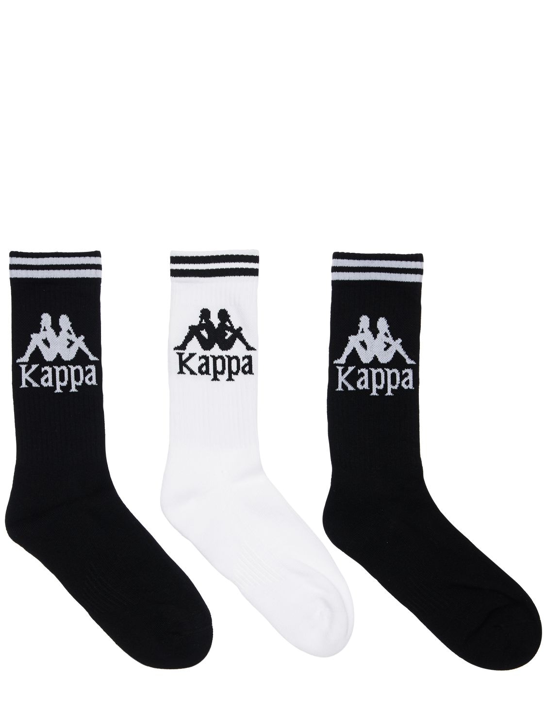 Kappa 3 Pack Authentic Aster Socks In Black,white