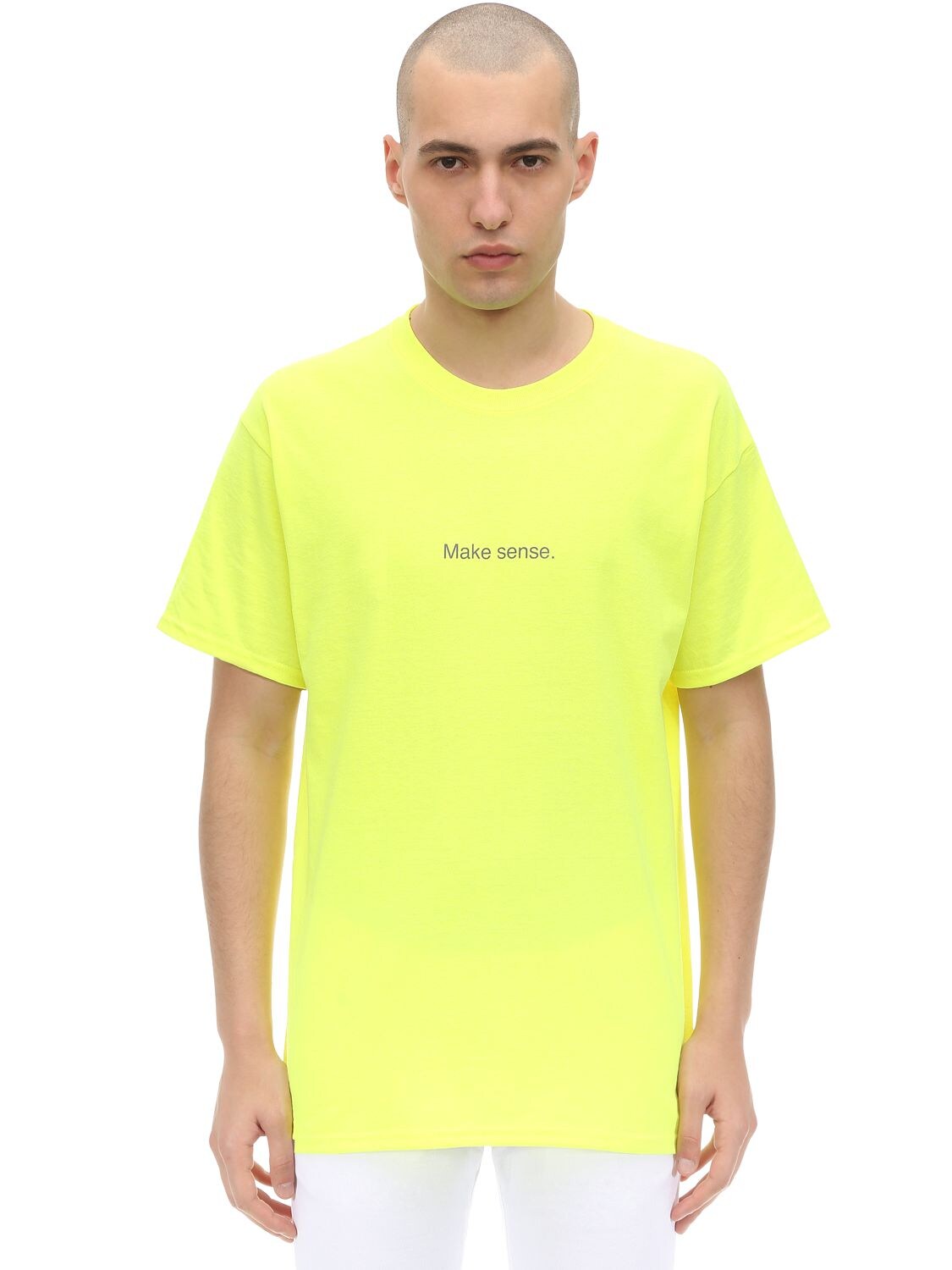 Famt - Fuck Art Make Tees Make Sense Cotton Jersey T-shirt In Neon Yellow