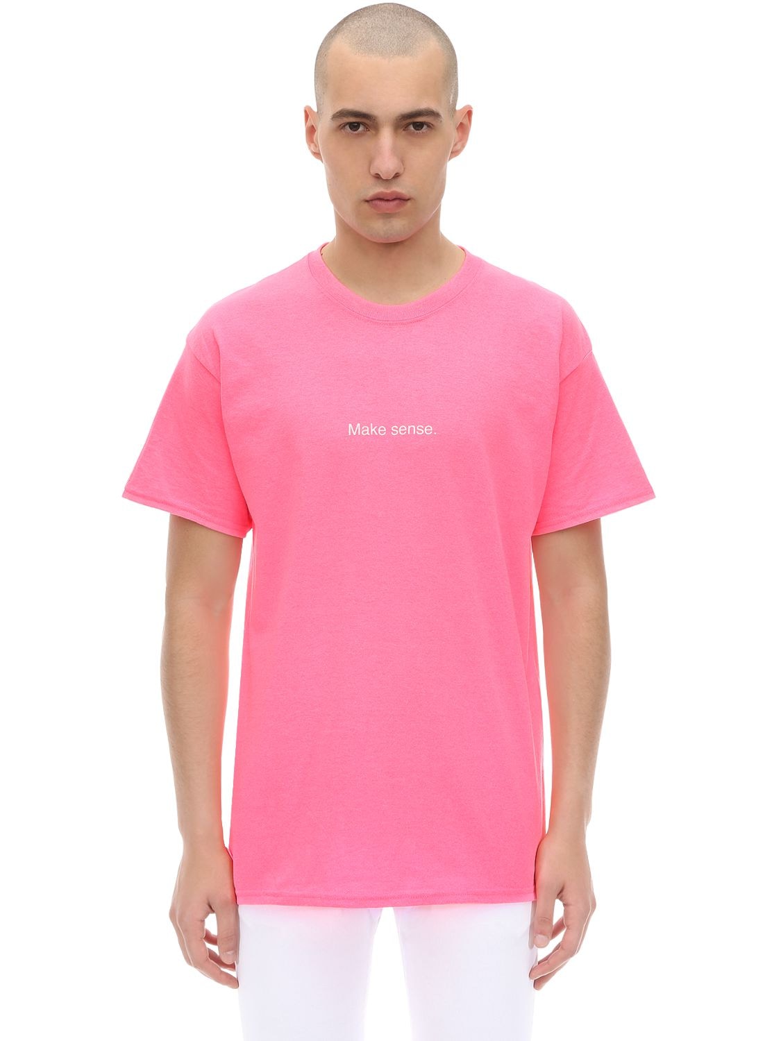 Famt - Fuck Art Make Tees Make Sense Cotton Jersey T-shirt In Neon Pink