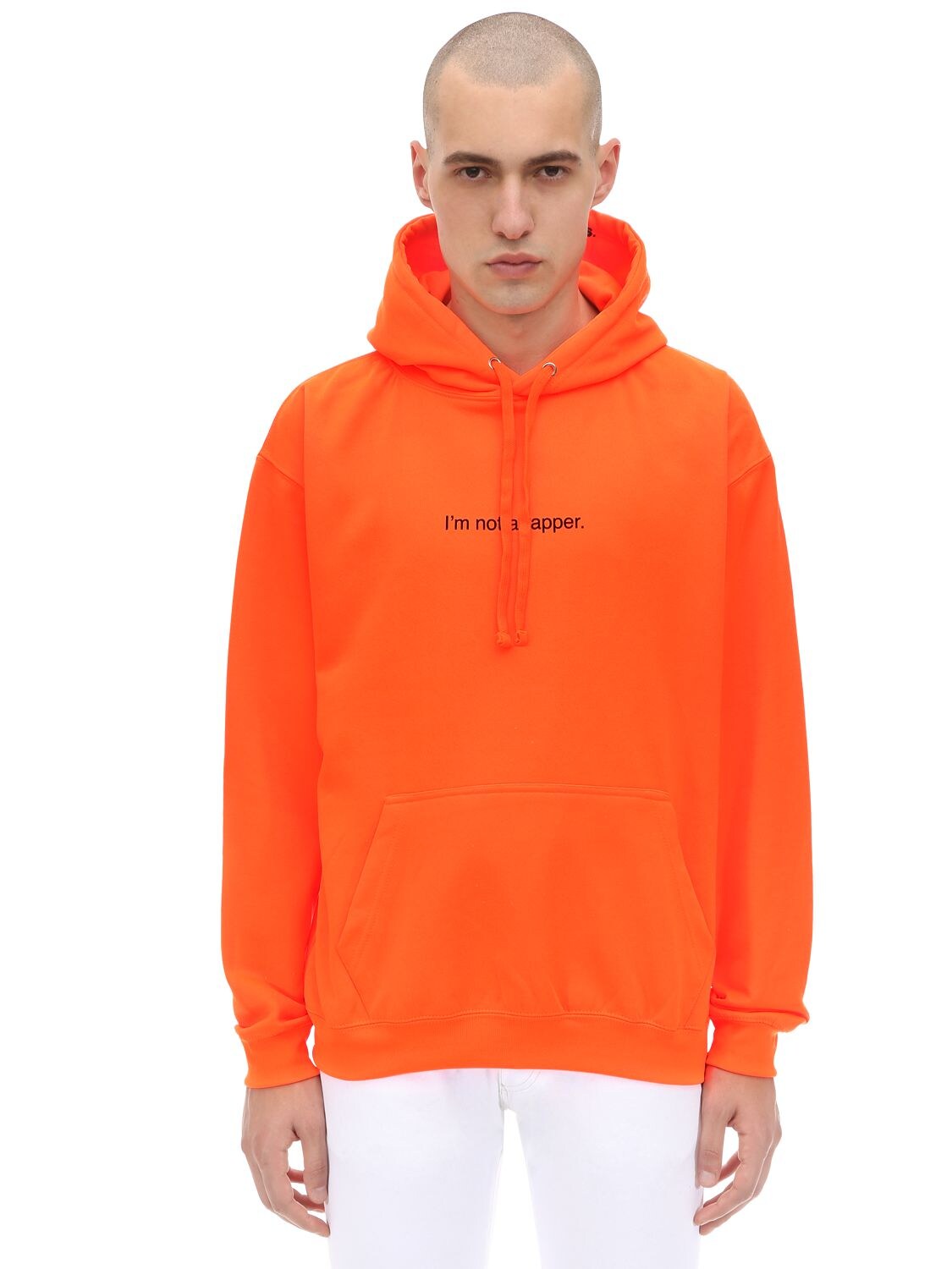 Famt - Fuck Art Make Tees I'm Not A Rapper Sweatshirt Hoodie In Neon Orange