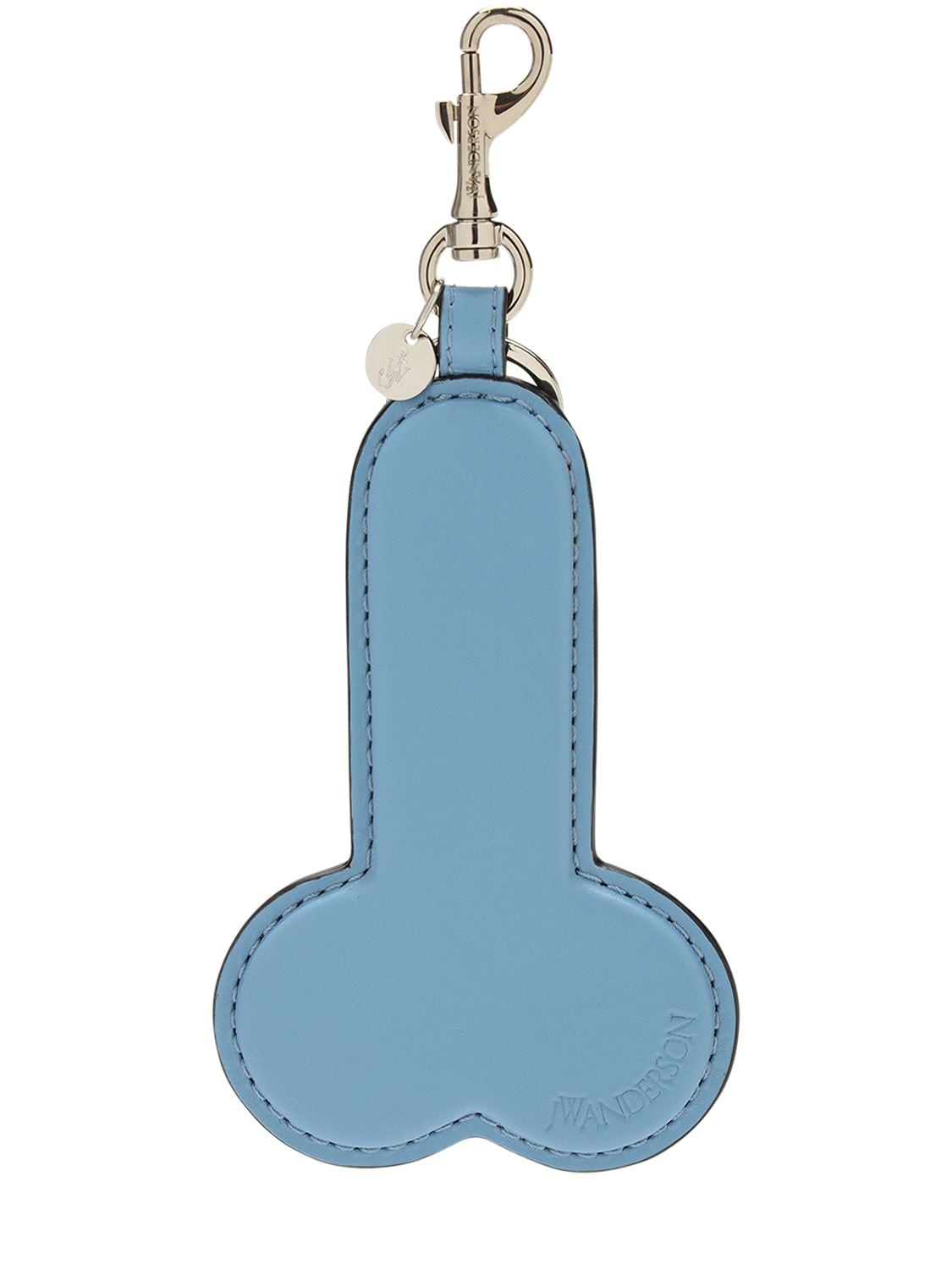 Jw Anderson Leather Logo Key Holder In Blue