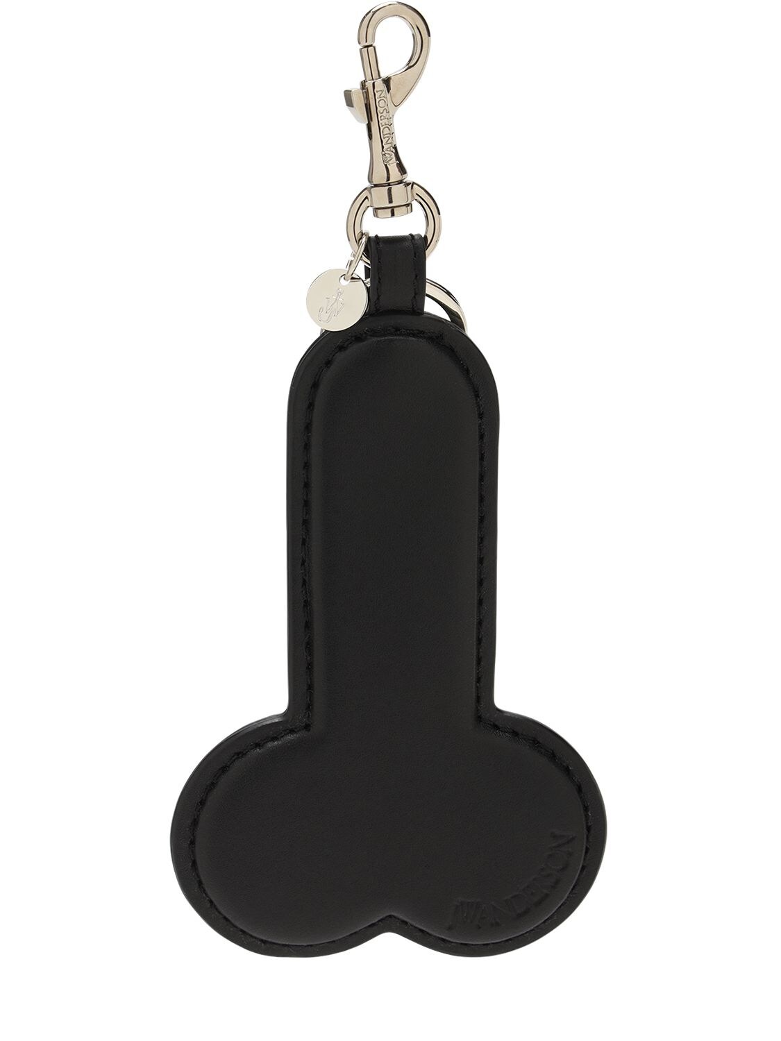 Jw Anderson Leather Logo Key Holder In Black