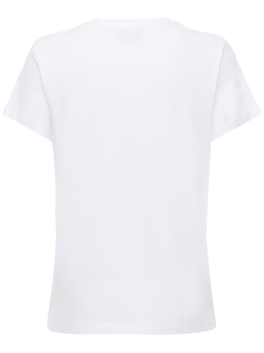 Shop Apc Logo Print Cotton Jersey T-shirt In White,navy