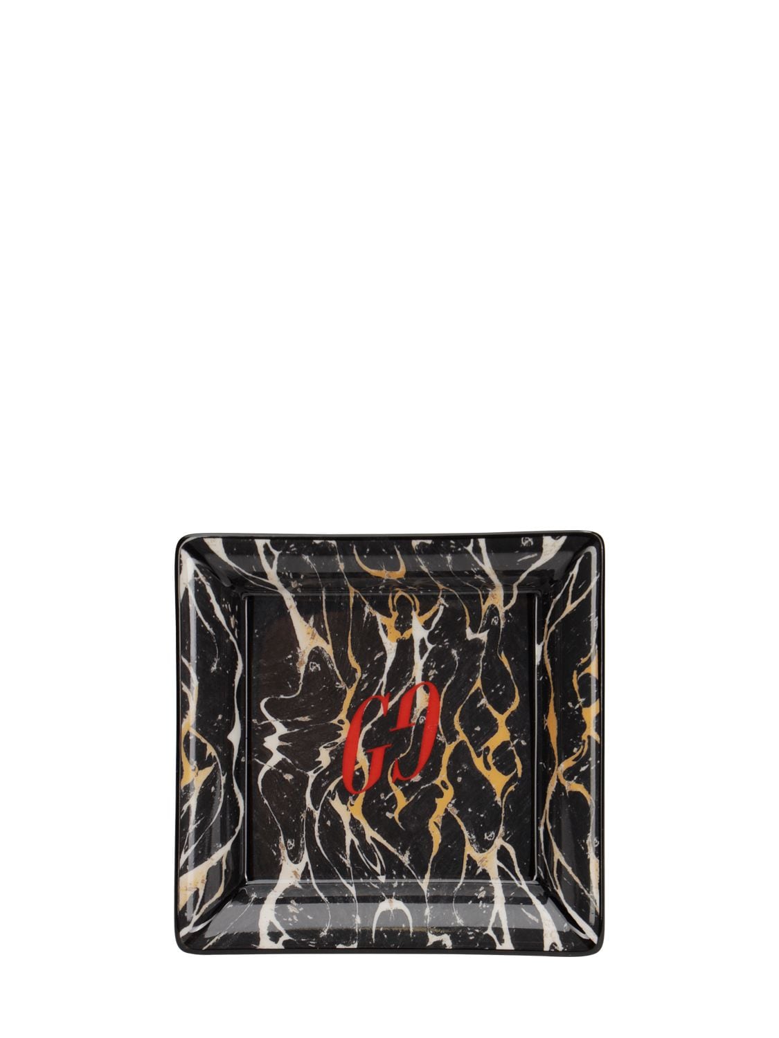Gucci Hand-painted Marble Effect Tray In Black,multi
