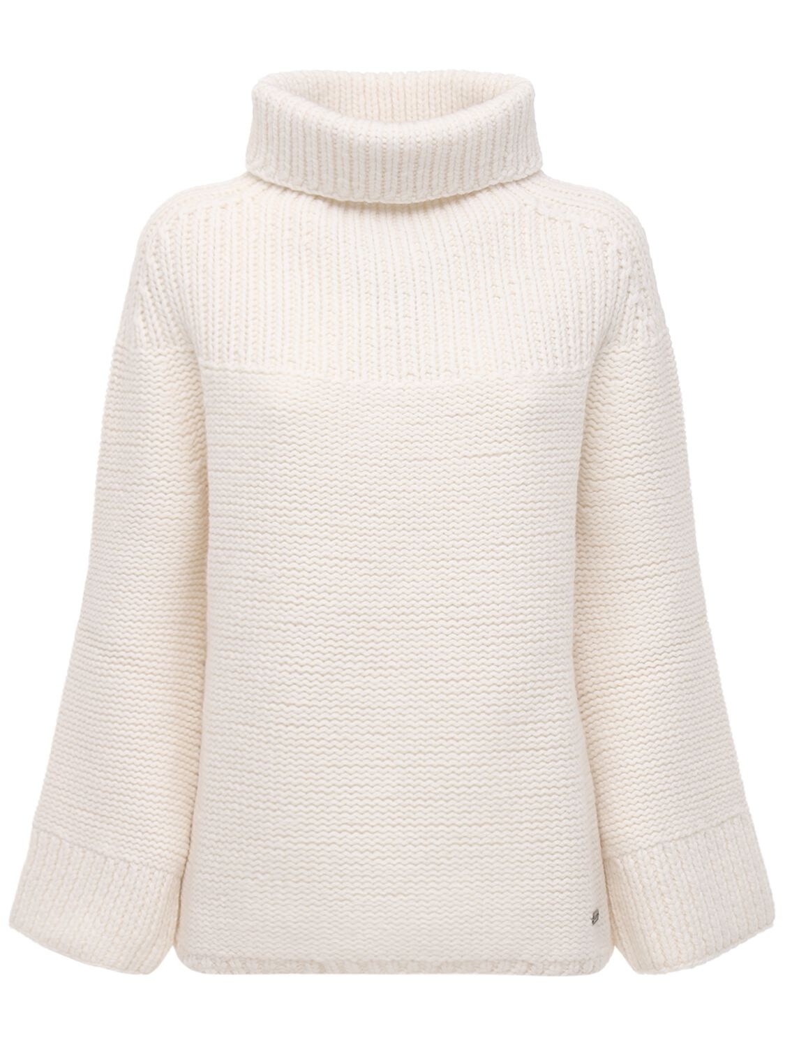 Belstaff Over Wool Knit Turtleneck Sweater In Natural White