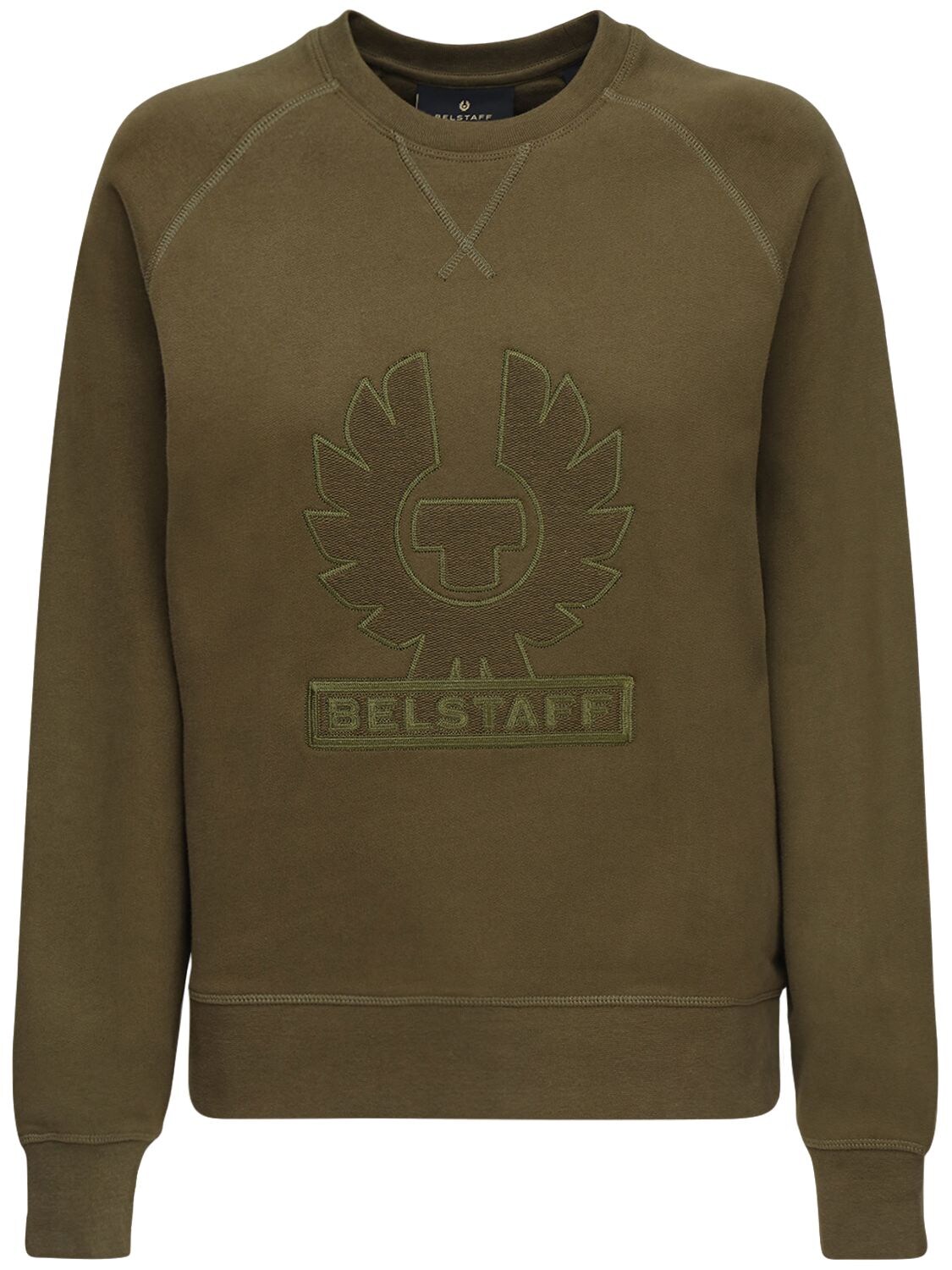 Belstaff Logo Embroidery Cotton Sweatshirt In Khaki