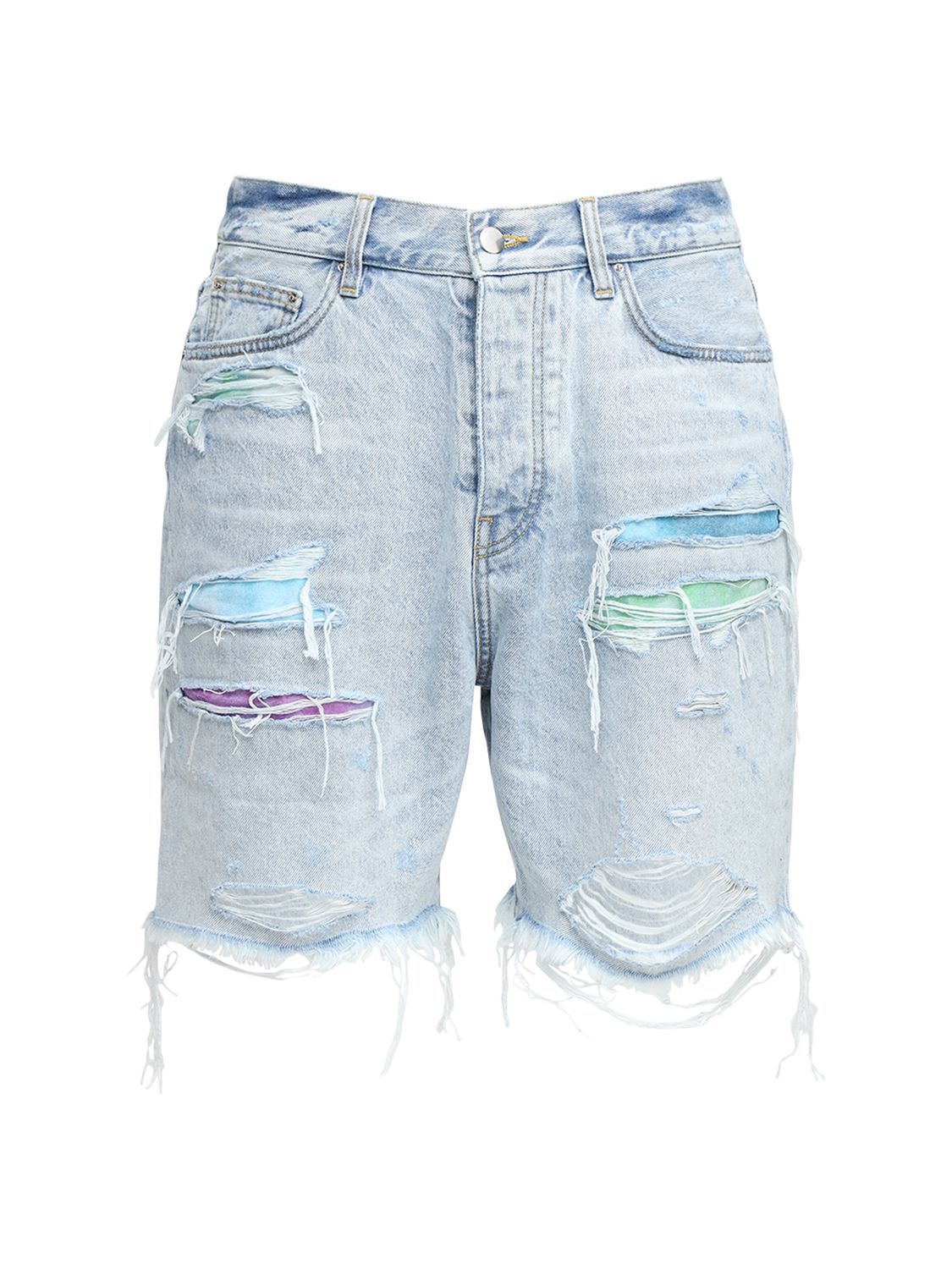 Amiri - Watercolor patch trashed denim 