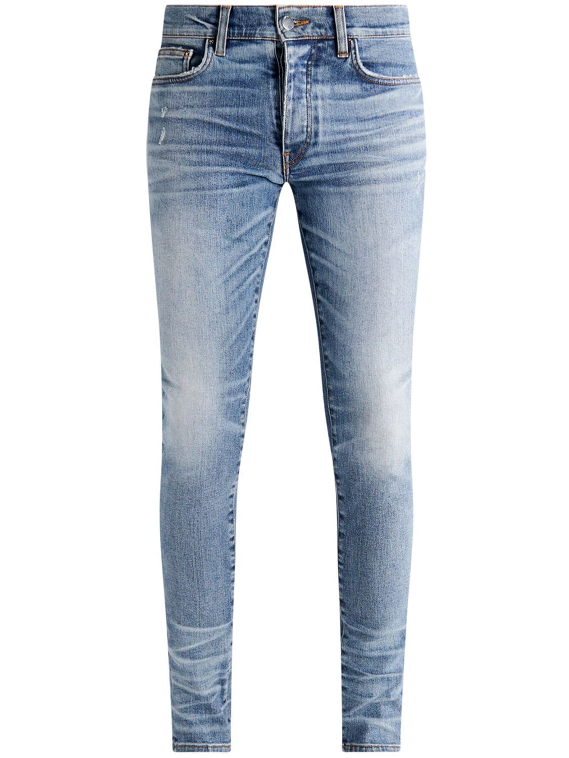 Amiri 15cm Stack Cotton Denim Jeans In Blue | ModeSens