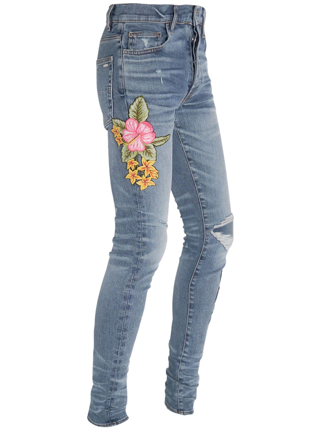 jeans with flower patches