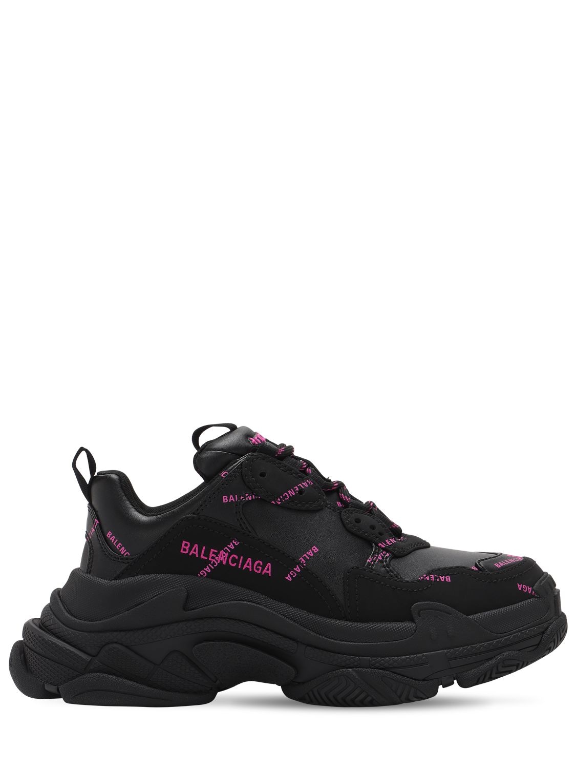 balenciaga black triple s leather sneakers