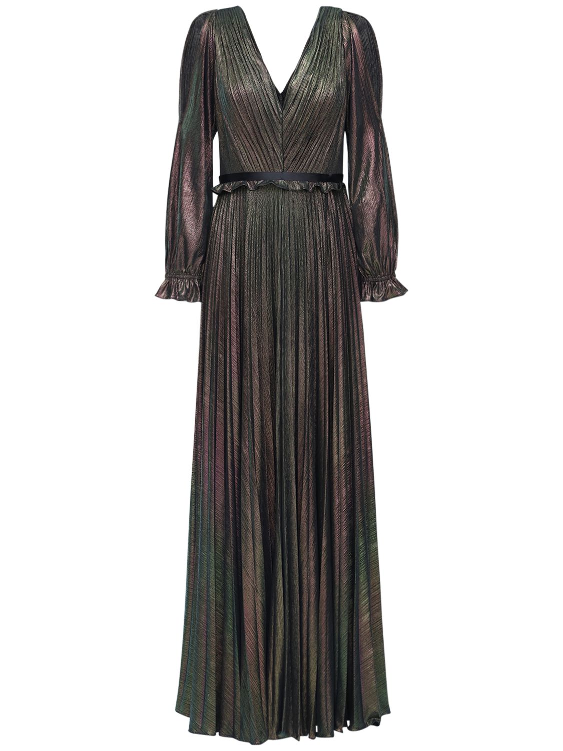 Langes Kleid Aus Lamé Mit Plissees
