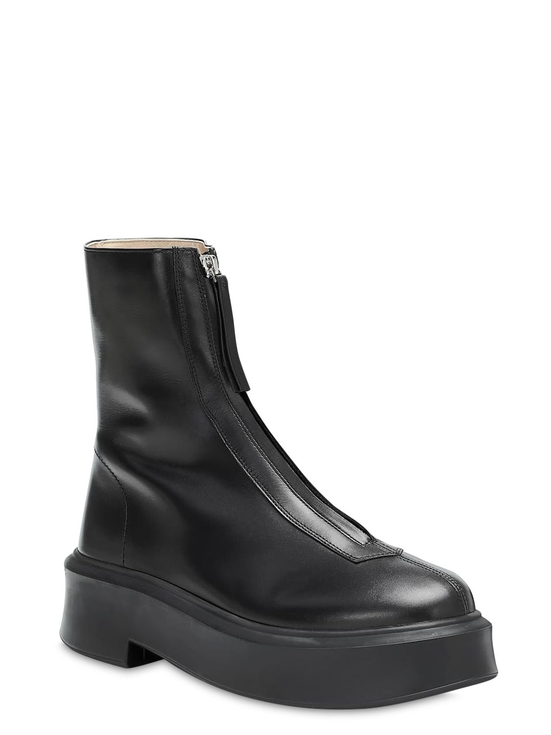 The Row Zip-front Leather Ankle Boots 