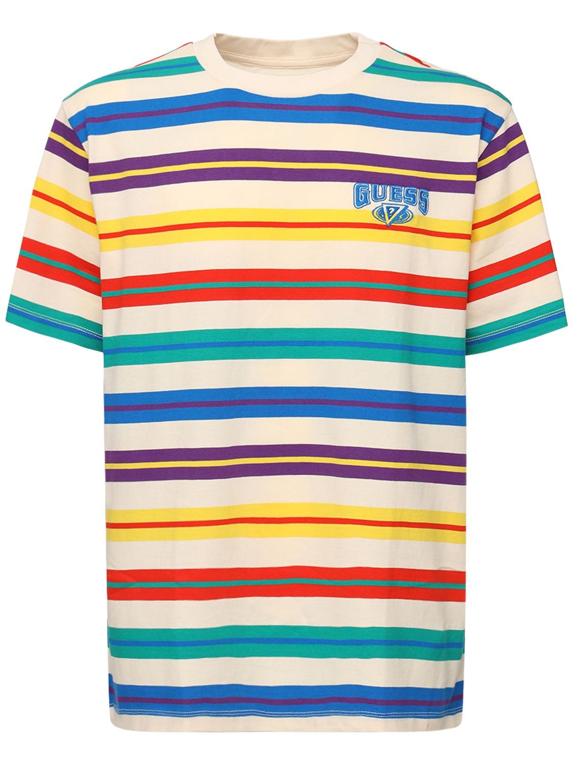 guess striped t shirt yellow