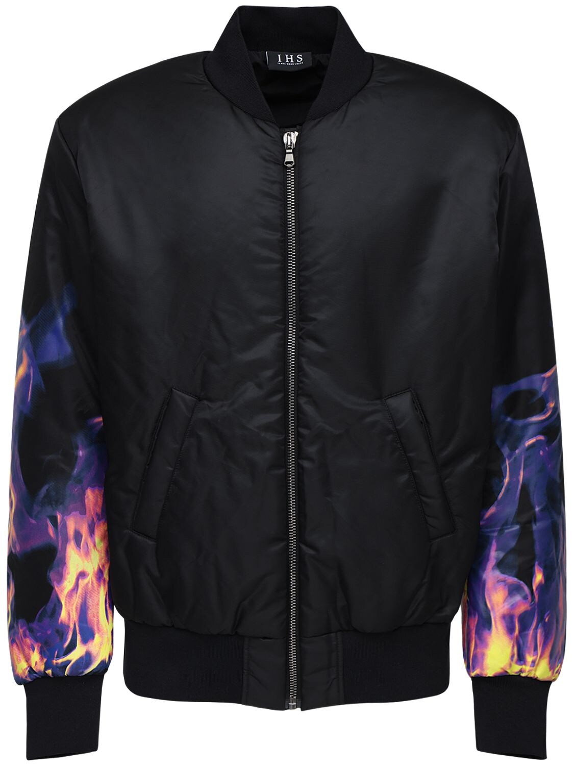 Bomber Jacket W/ Back Logo & Flame Print