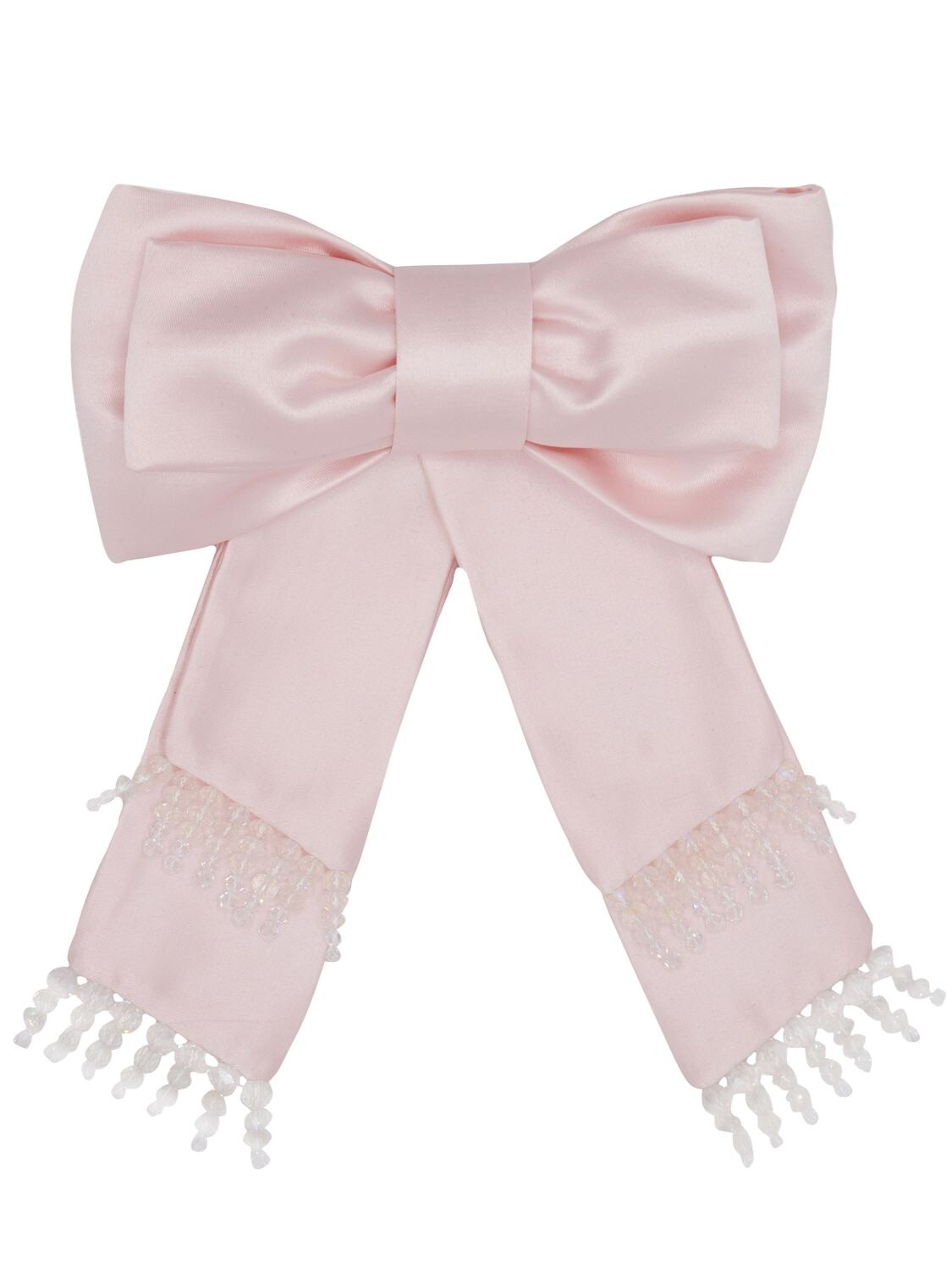 Anouki Satin Effect Hair Bow W/ Crystal Fringe In Pink