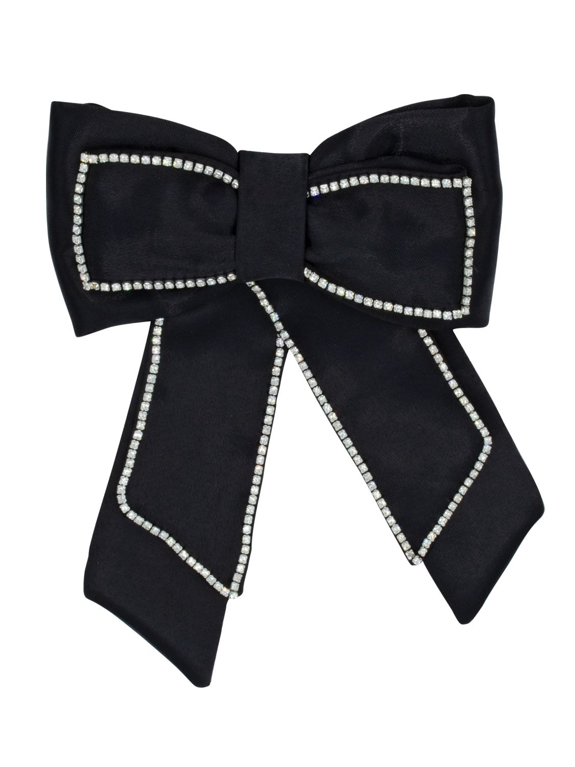Anouki Satin Effect Bow W/ Crystal Chain In Black