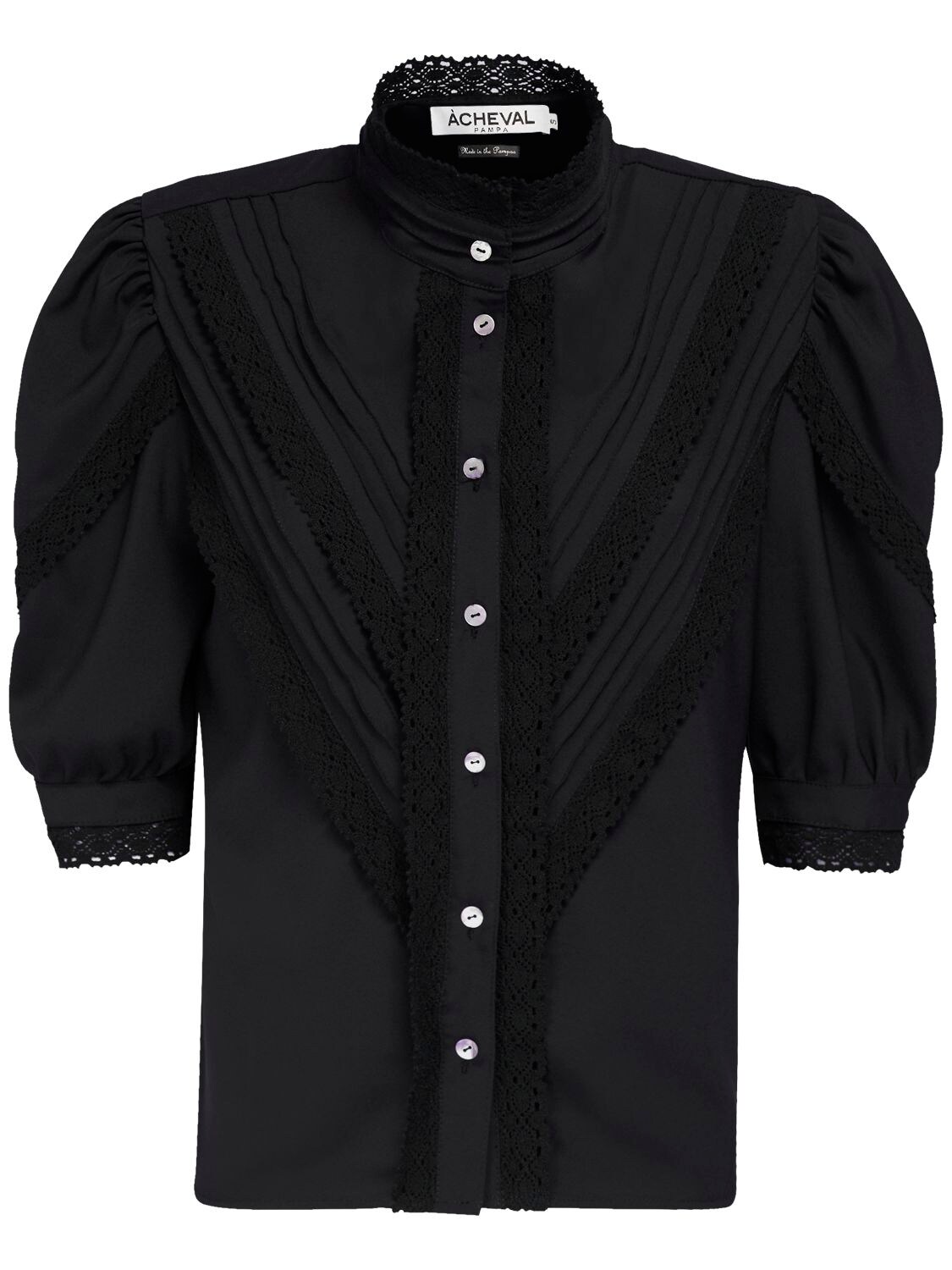 Acheval Pampa Yegua Stretch Cotton Satin Shirt In Black