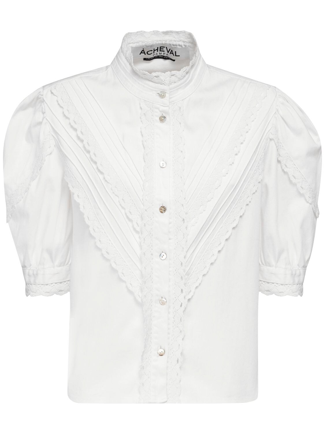 Acheval Pampa Yegua Lace-trim Cotton-blend Blouse In White