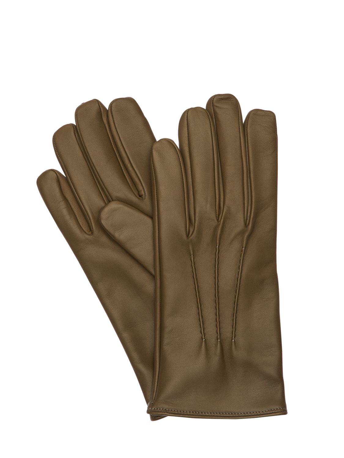 Mario Portolano Leather Gloves In Taupe