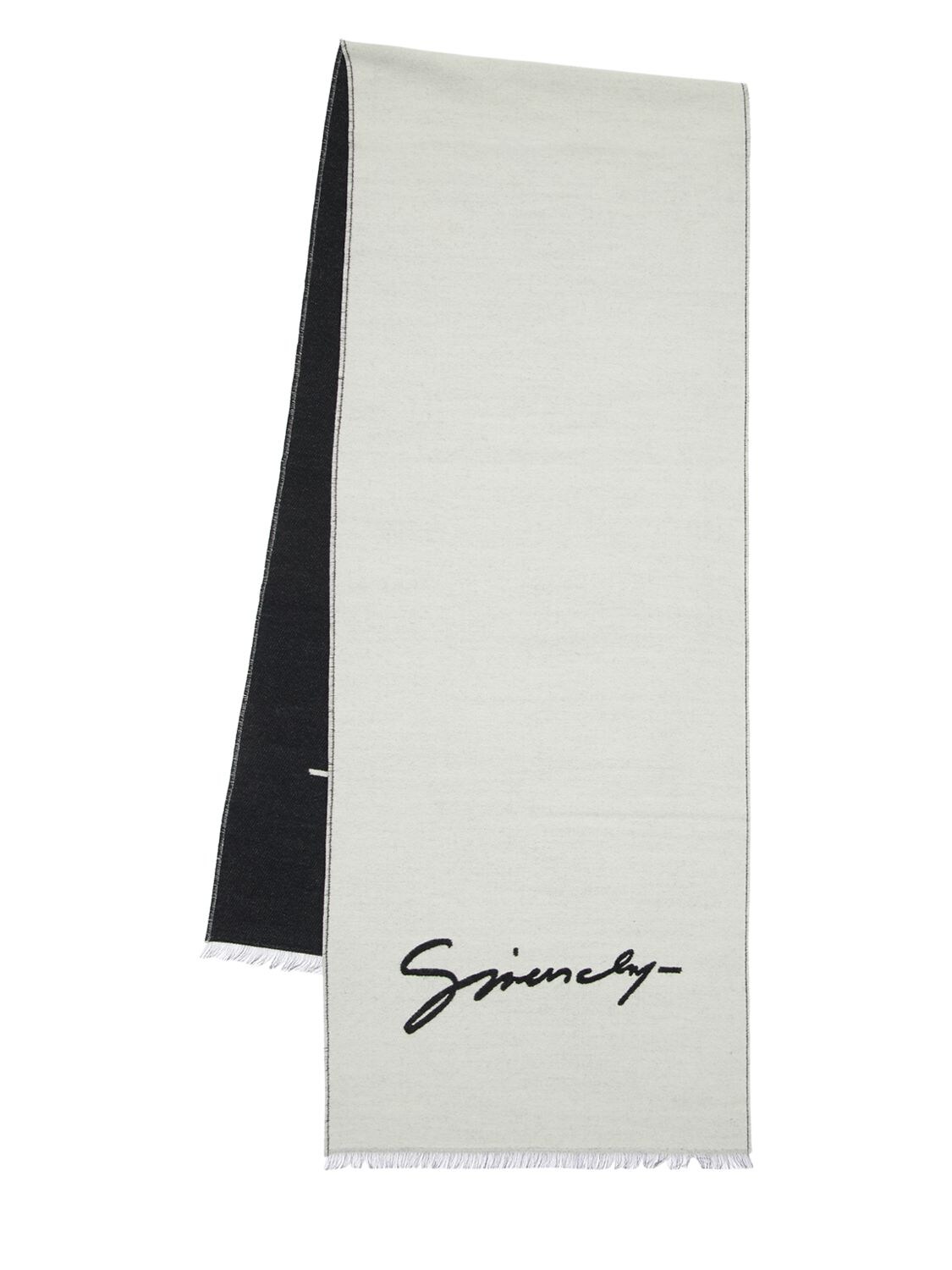 Givenchy Double Logo Intarsia Wool & Silk Scarf In Black,white