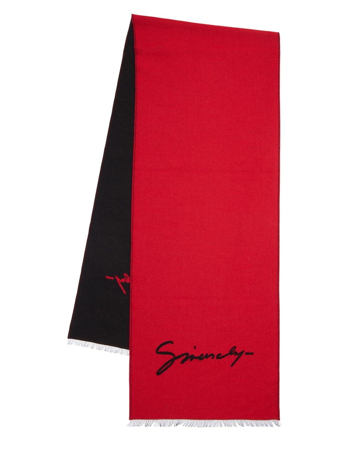 Givenchy Double Logo Intarsia Wool & Silk Scarf In Black,red
