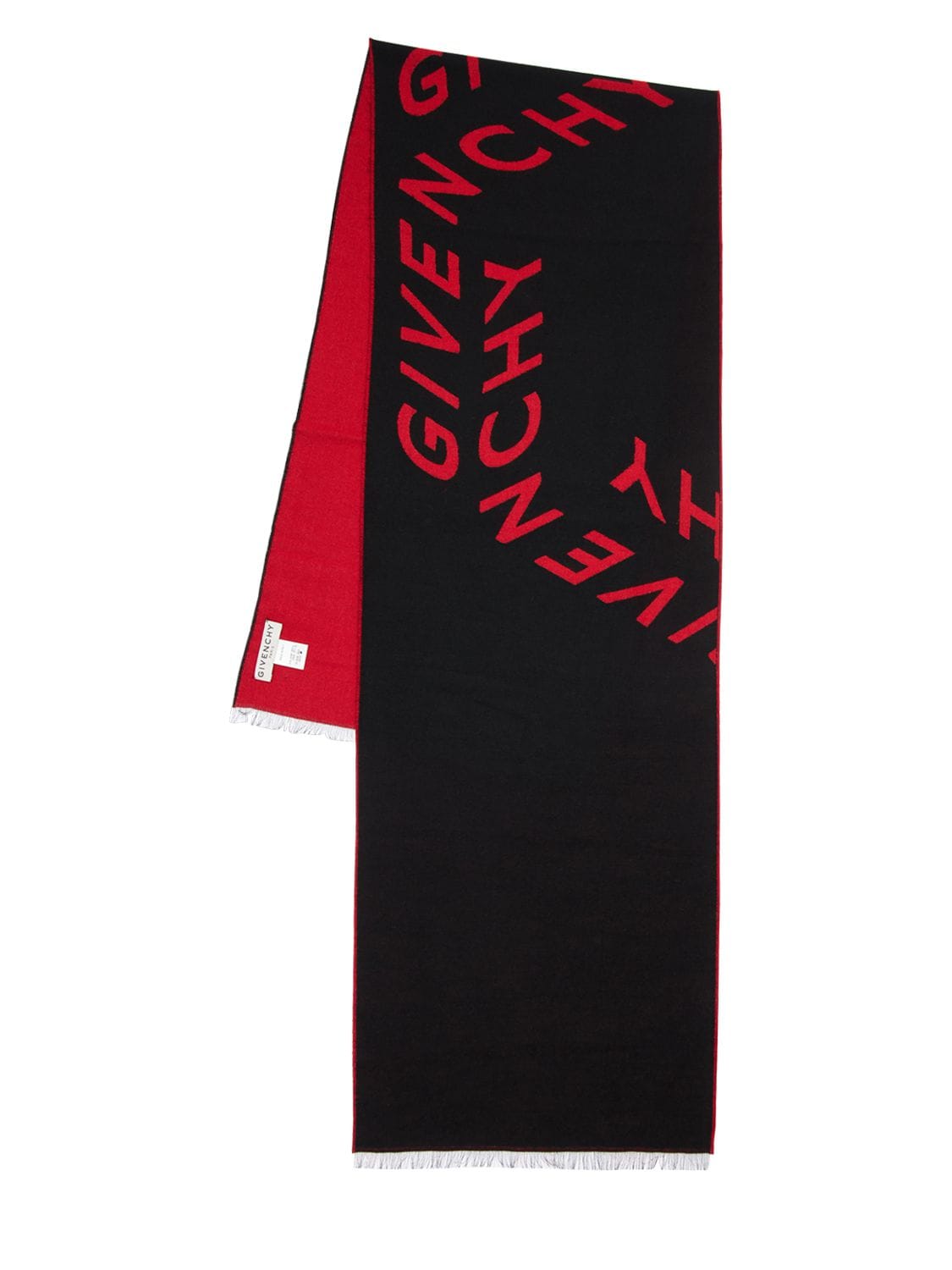 Givenchy Double Logo Intarsia Wool & Silk Scarf In Black,red