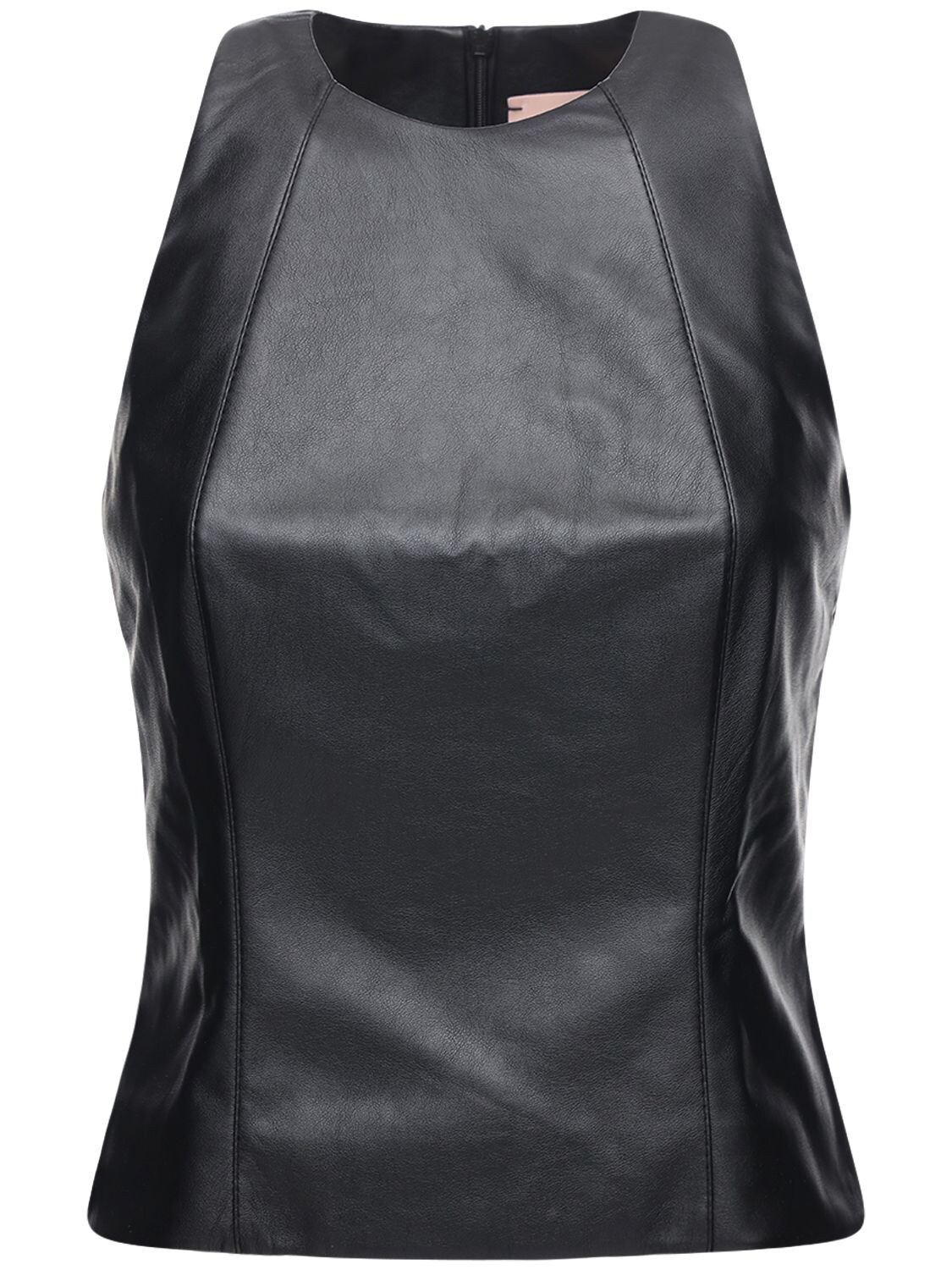 Liya Sleeveless Faux Leather Top In Black
