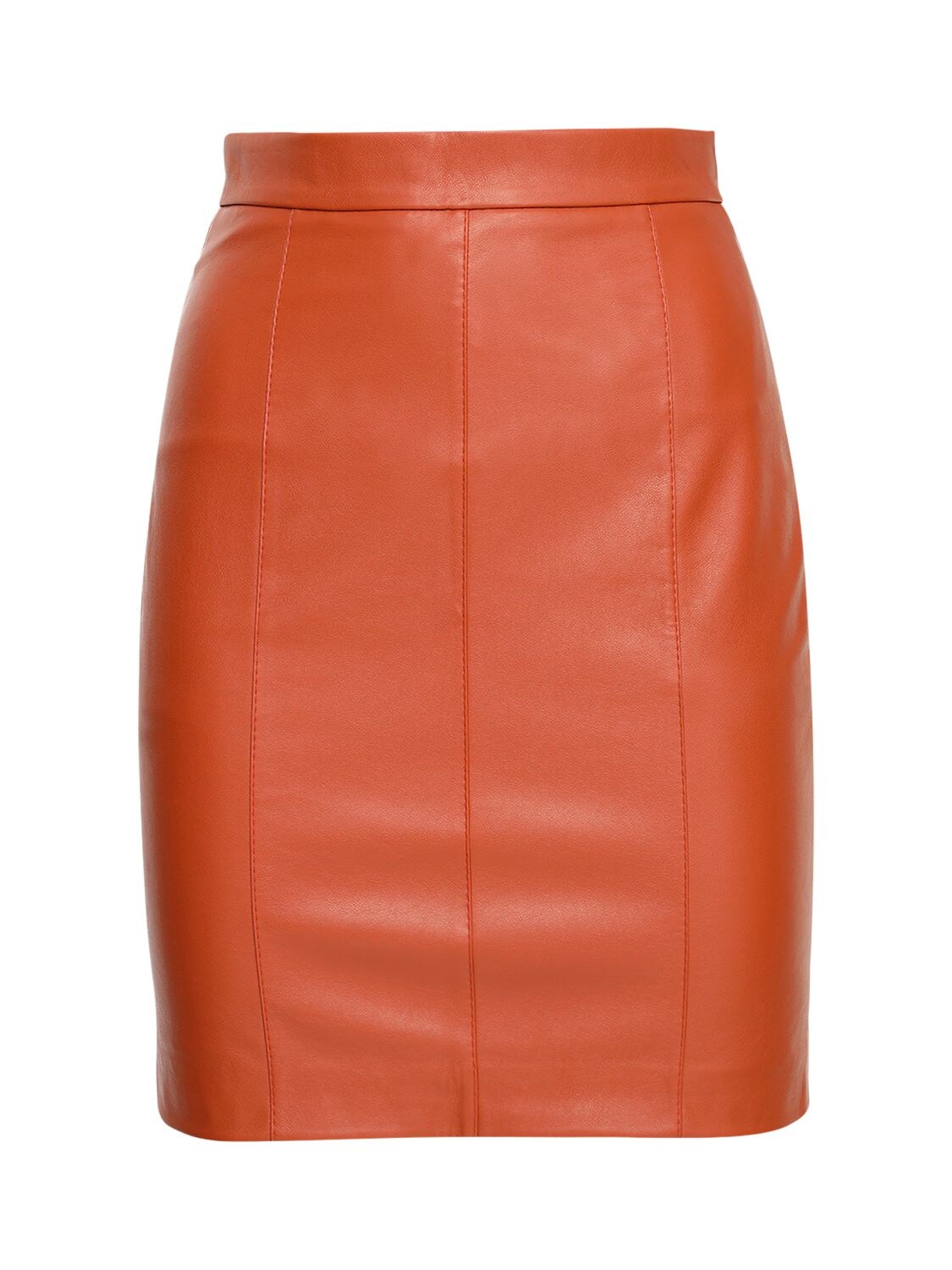 Liya Faux Leather Pencil Skirt In Orange