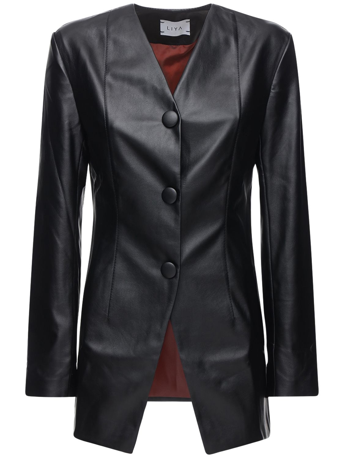 Liya Faux Leather Blazer In Black