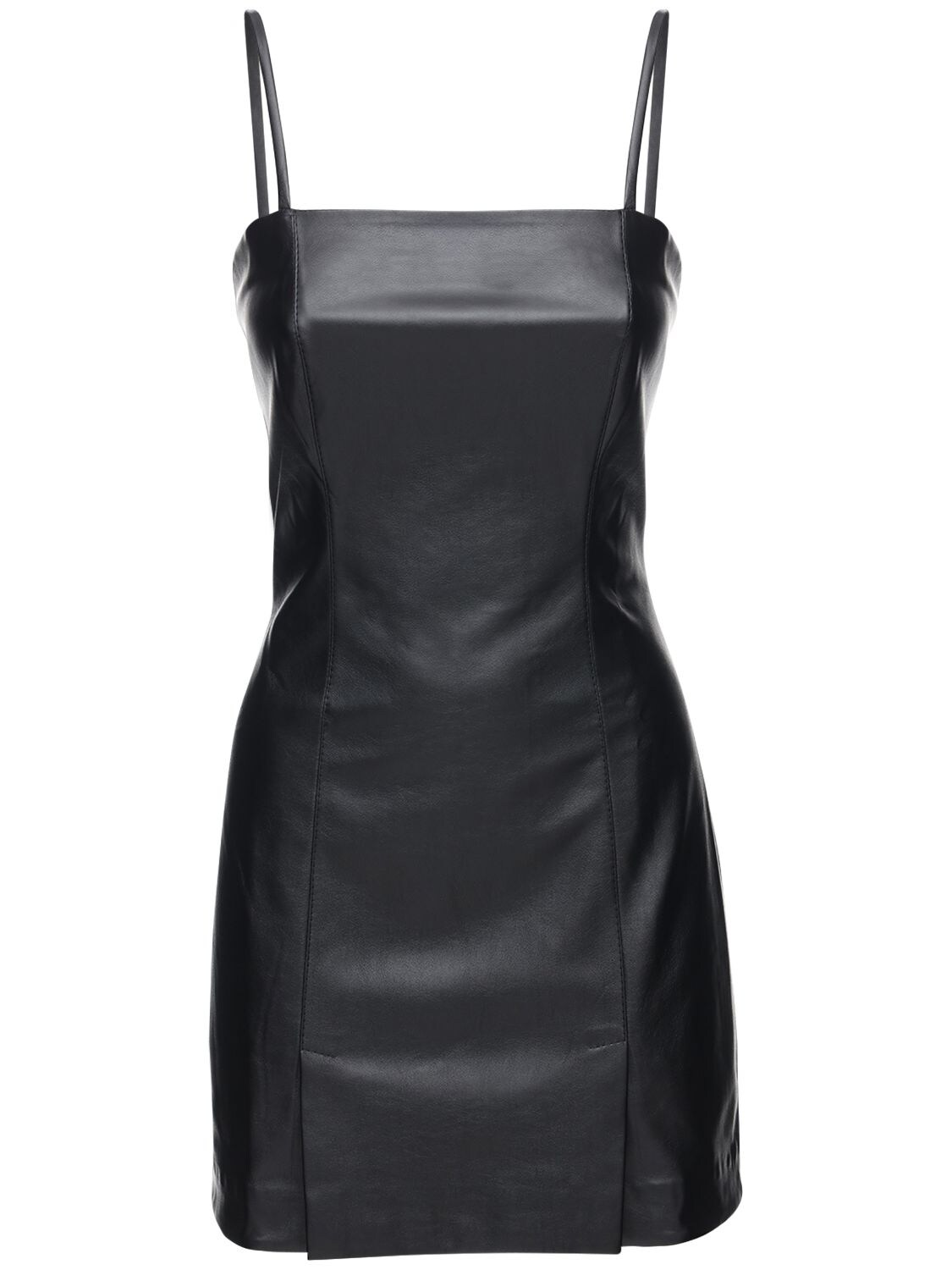 Liya Faux Leather Mini Dress In Black