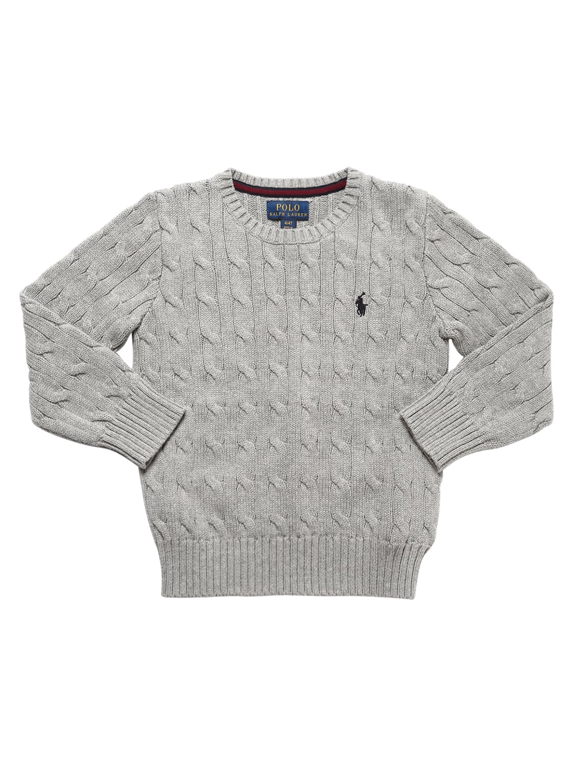 Ralph Lauren Cotton Cable Tricot Knit Jumper In Grey
