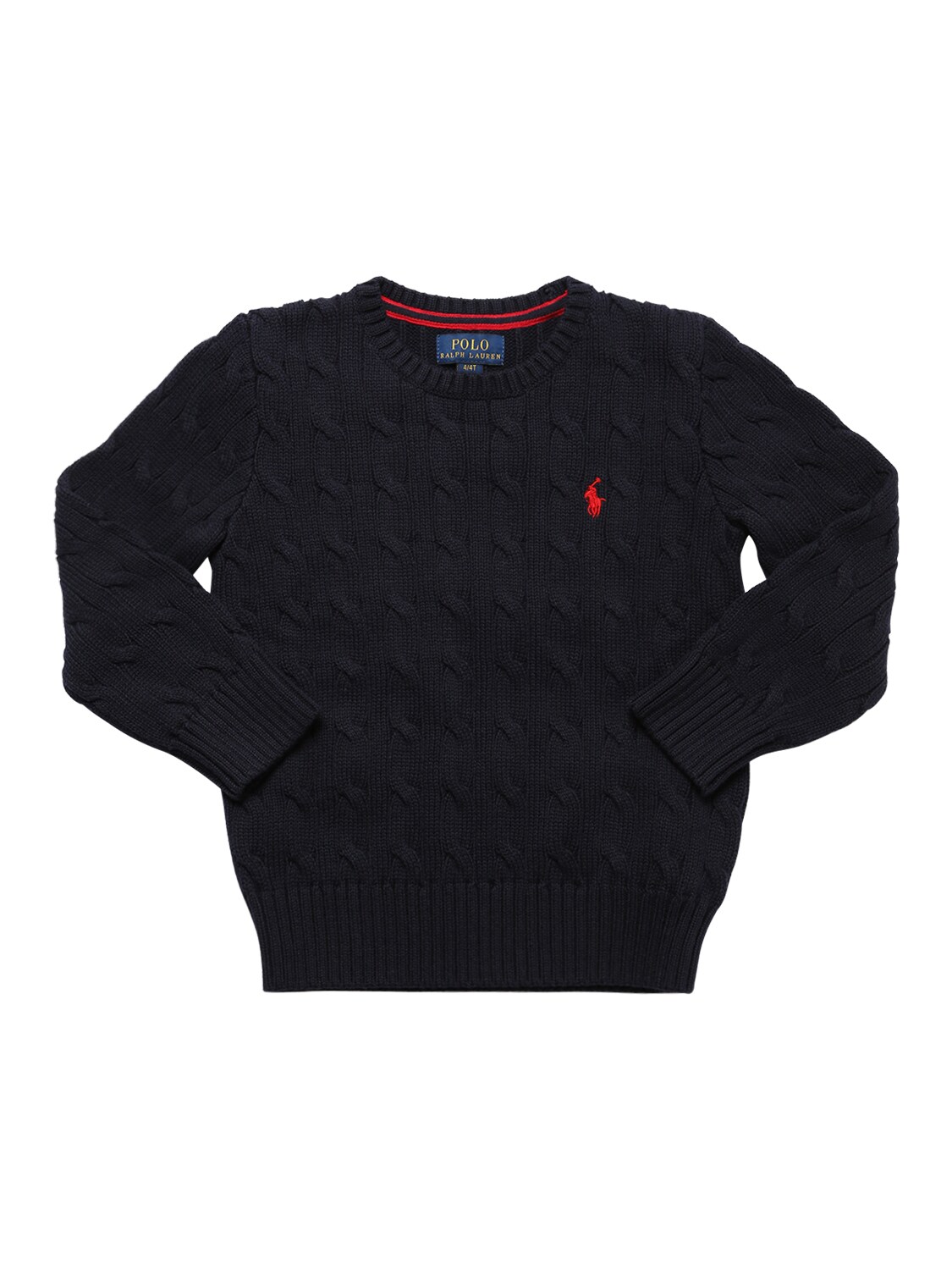 Ralph Lauren Cotton Cable Tricot Knit Jumper In Navy