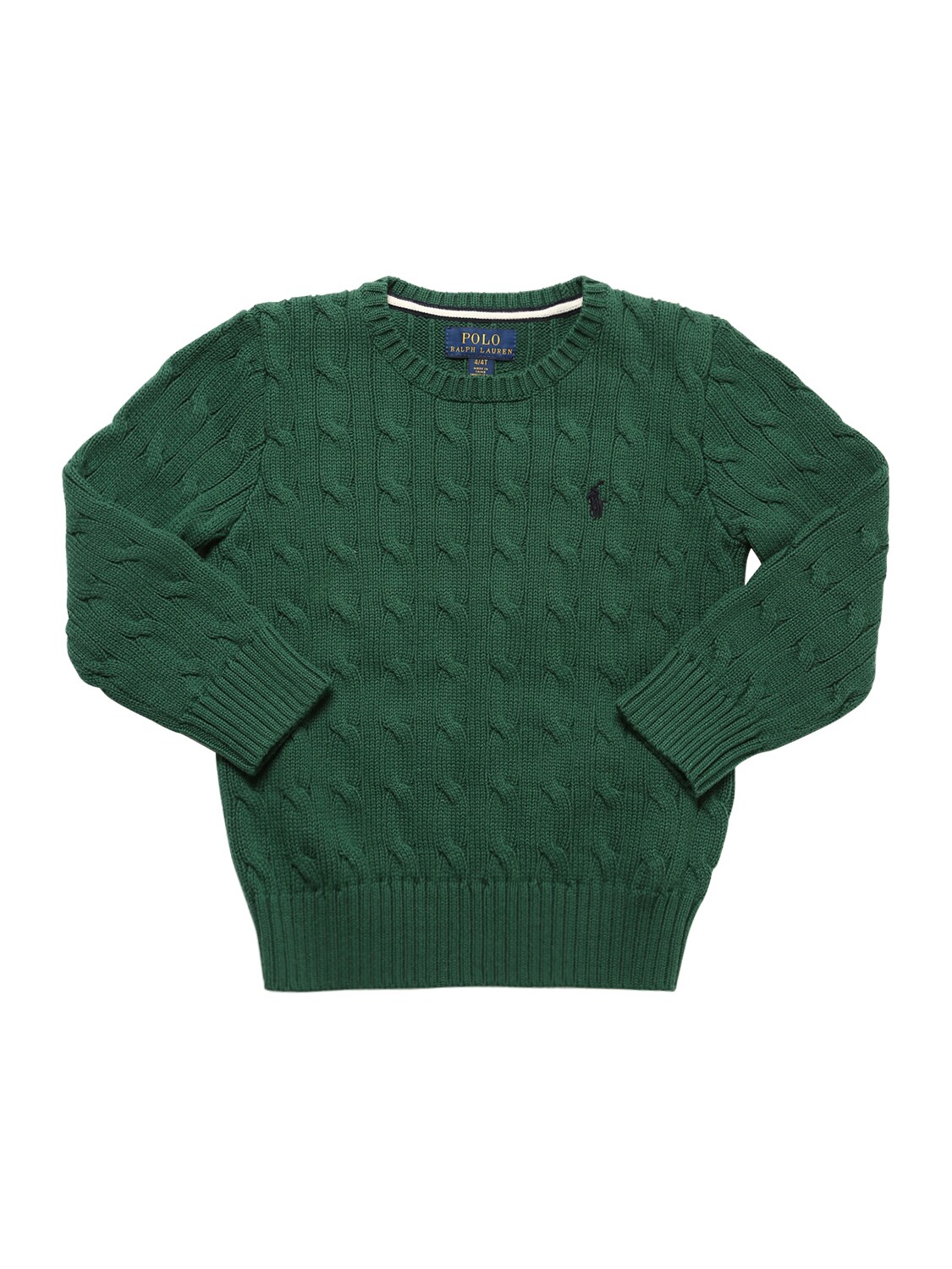 Ralph Lauren Cotton Cable Tricot Knit Sweater In Green