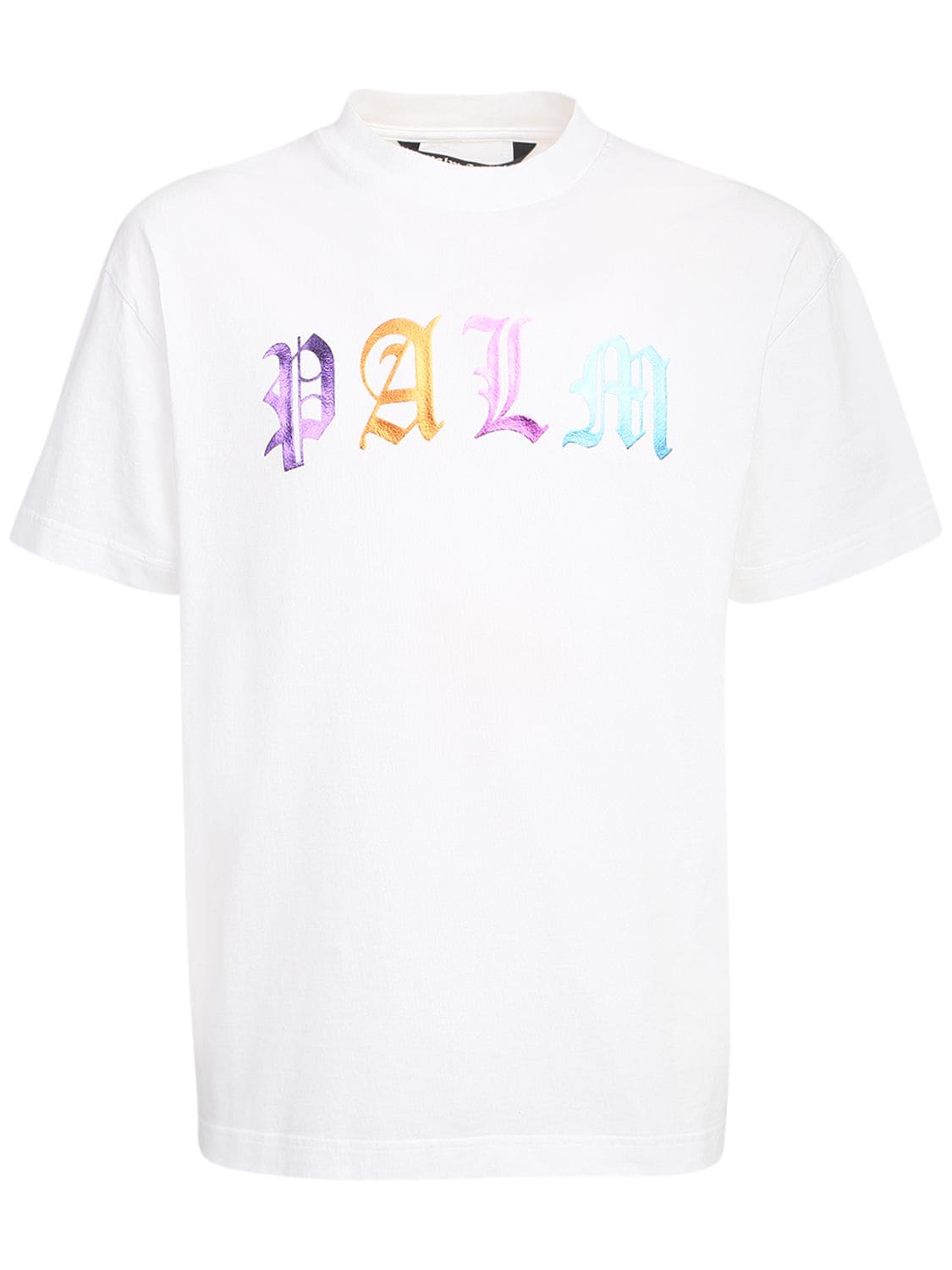 PALM ANGELS “GOTHIC”LOGO印花纯棉平纹针织T恤,72IXGF005-MDE4NA2