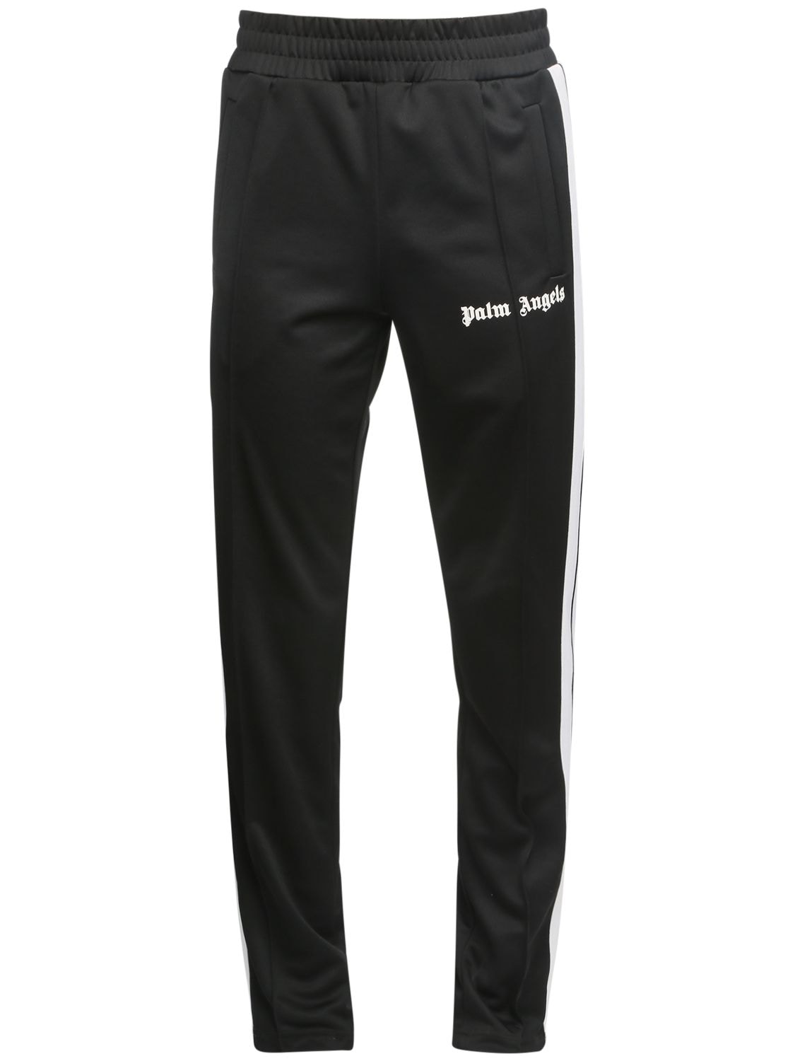 Palm Angels Logo Print Tech Jersey Track Pants In Black,white