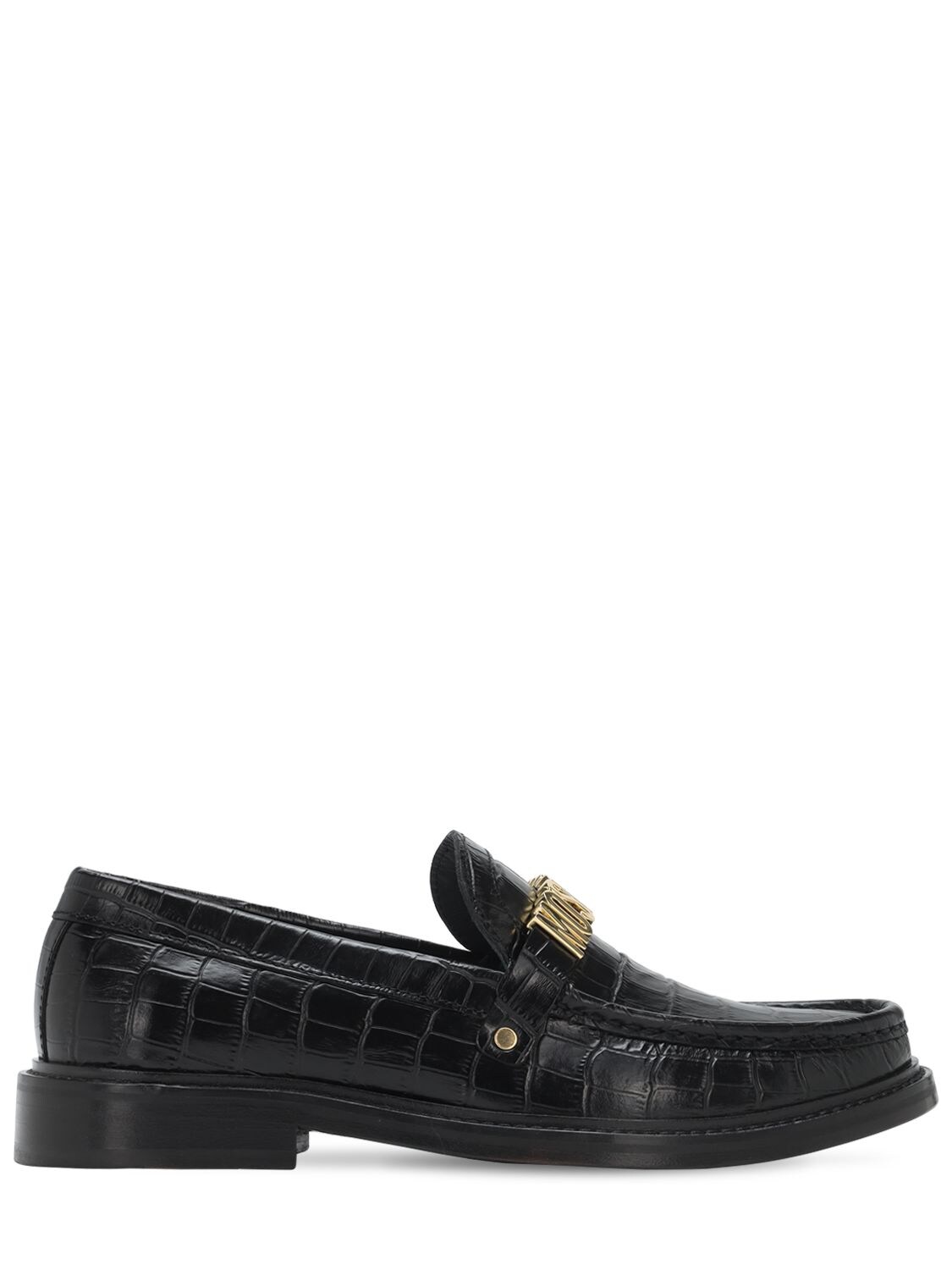 25mm Logo Croc Embossed Leather Loafers