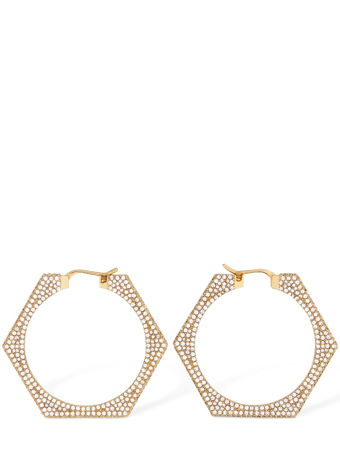 Burberry Gold-plated And Crystal Nut Hoop Earrings In Gold,crystal
