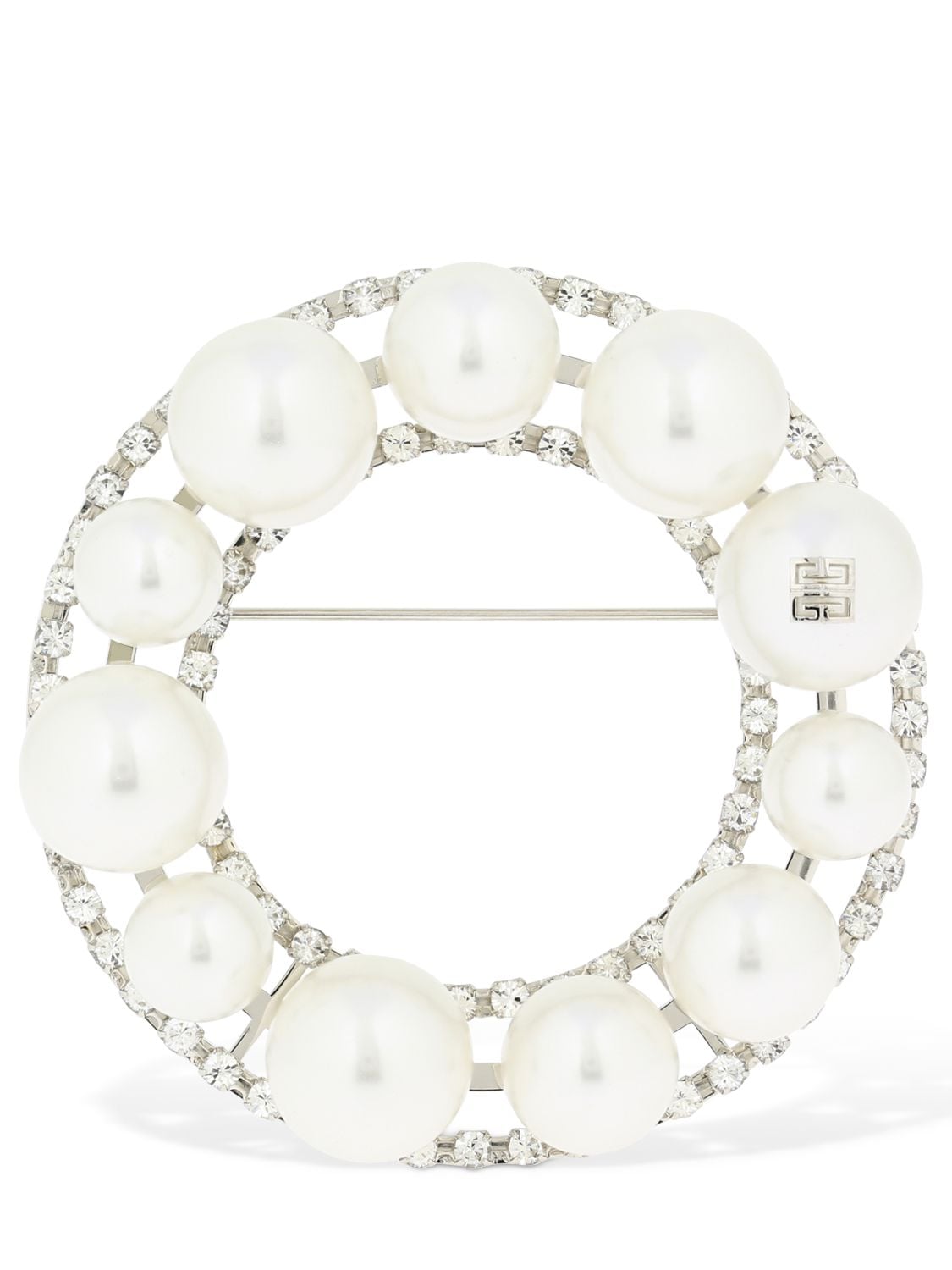 Givenchy Ariana Brooch W/ Imitation Pearls In White,silver