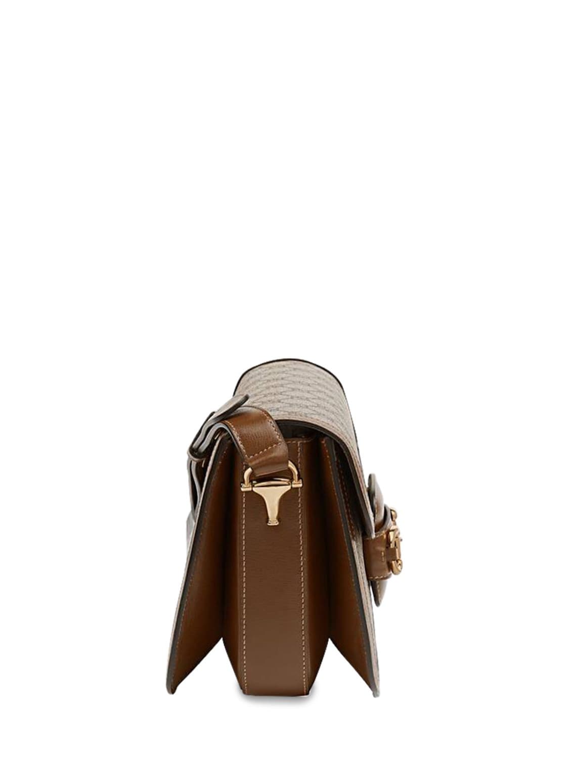 Shop Gucci 1955 Horsebit Gg Supreme & Leather Bag In Ebony,brown