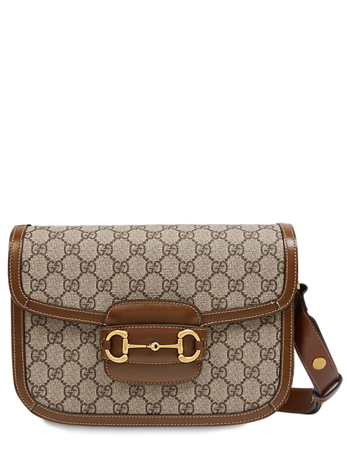 Shop Gucci 1955 Horsebit Gg Supreme & Leather Bag In Ebony,brown