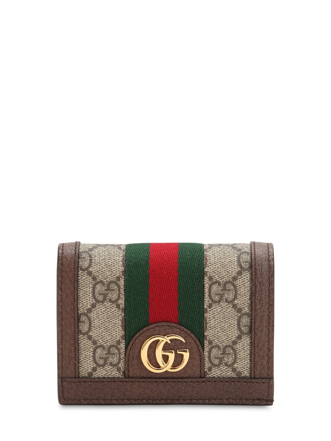 Shop Gucci Ophidia Gg Supreme Compact Wallet In Brown