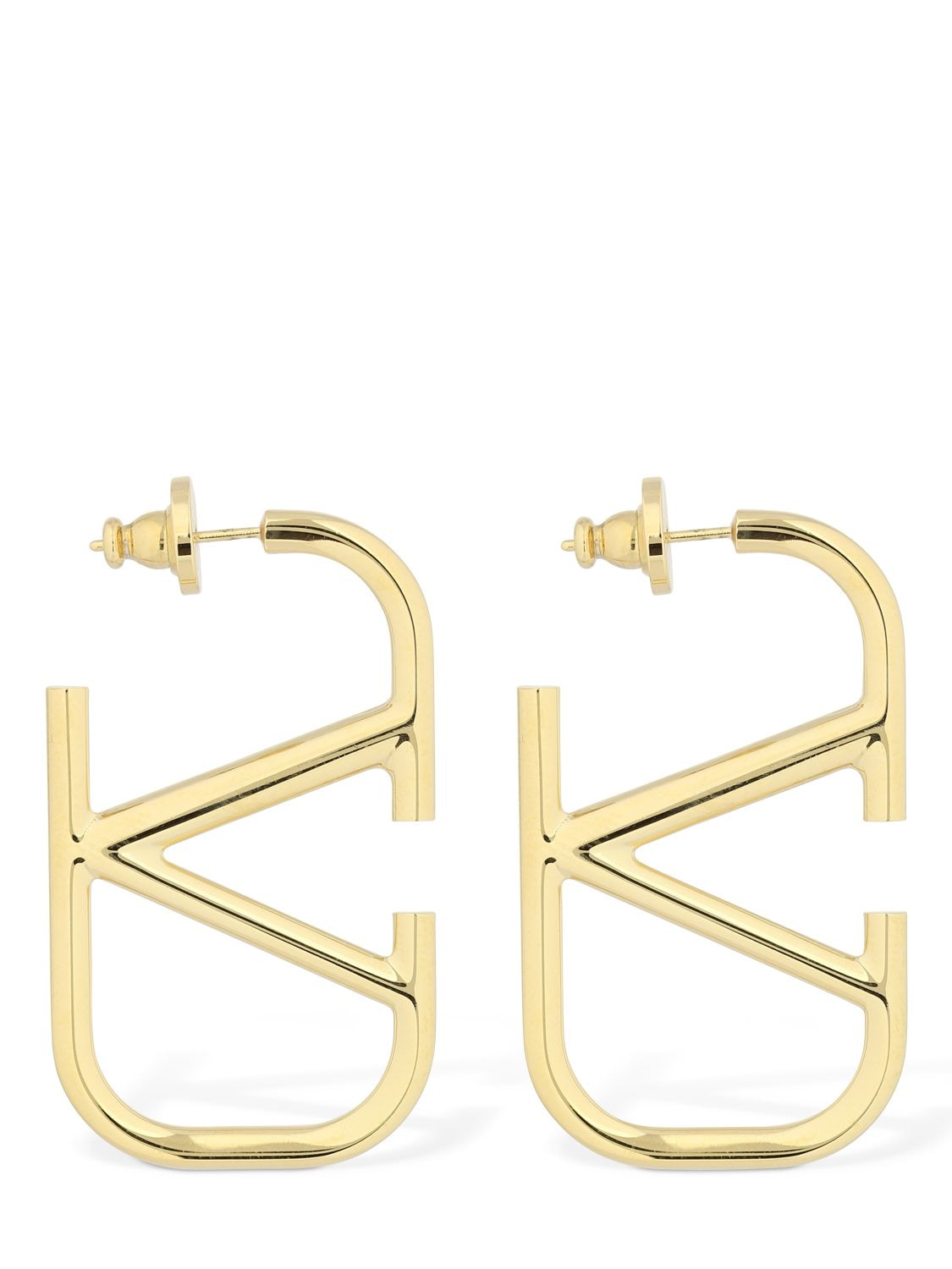 Shop Valentino 4.5cm V Logo Signature Earrings In Gold