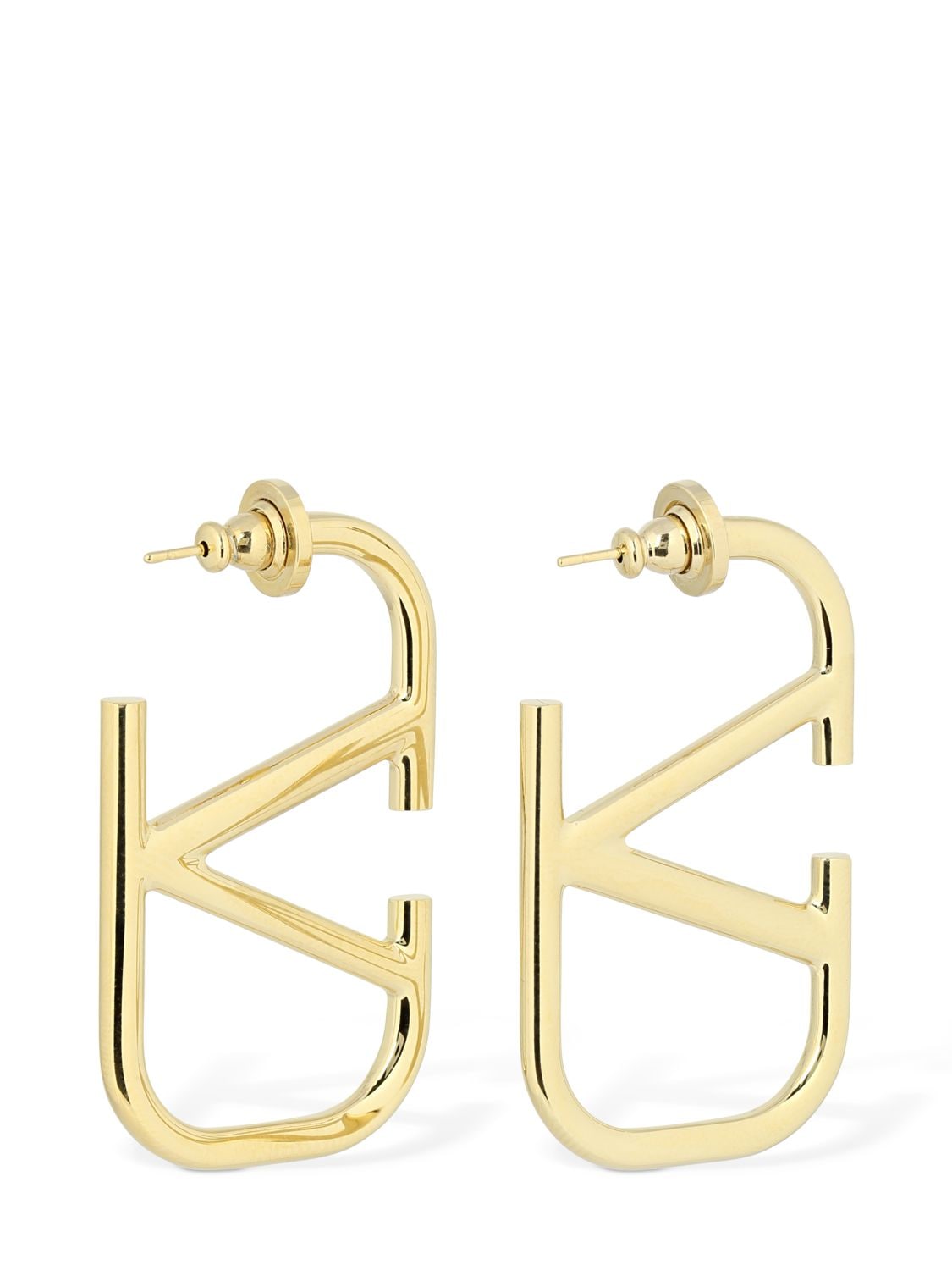 Shop Valentino 4.5cm V Logo Signature Earrings In Gold