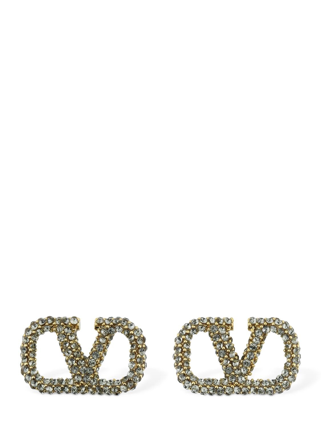 Valentino Garavani V Logo Crystal Small Stud Earrings In Black