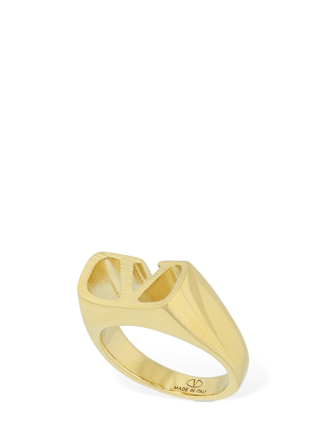 Valentino Garavani V Logo Squared Thick Ring In Gold