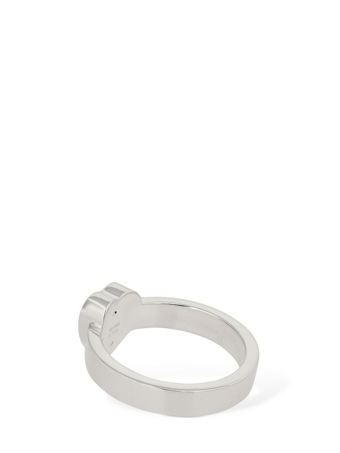 Shop Gucci Logo Heart Ring In Silver