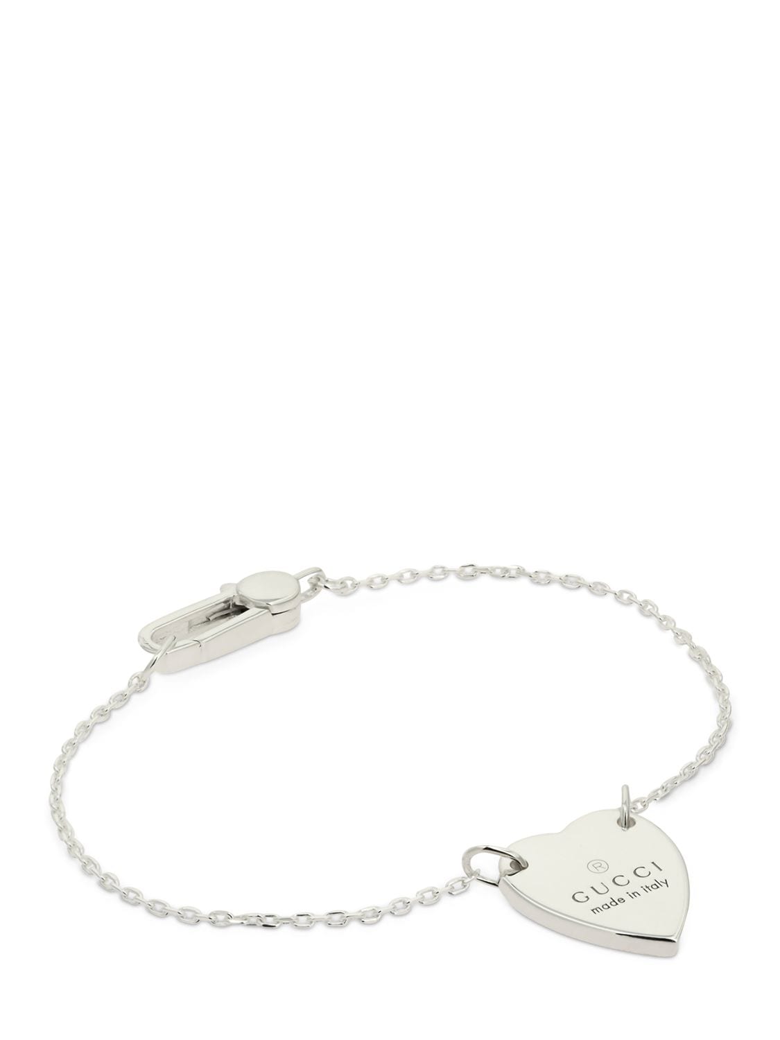 Shop Gucci Logo Heart Chain Bracelet In Silver